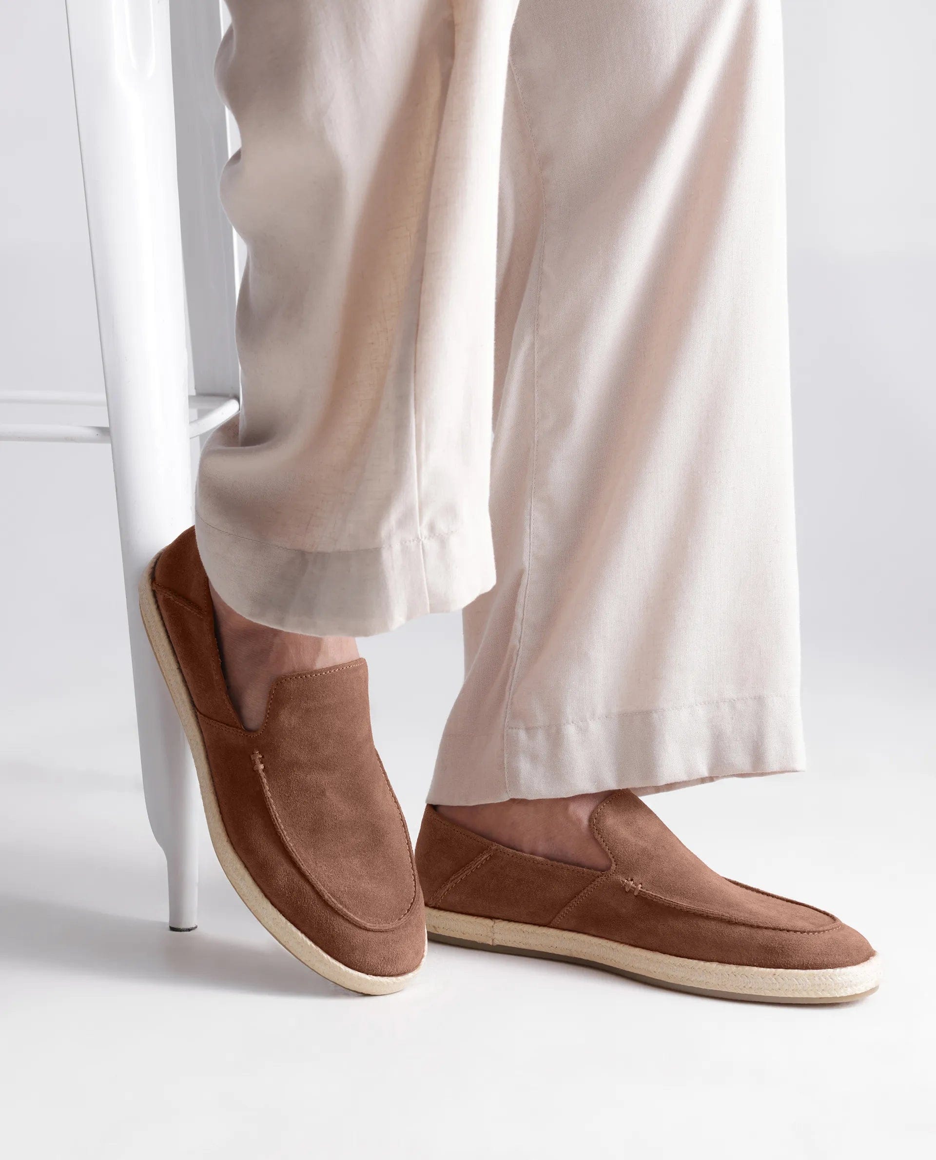 RAREZ Rare Rabbit Men Havana Camel Suede Leather Slip - On Closure Shoes