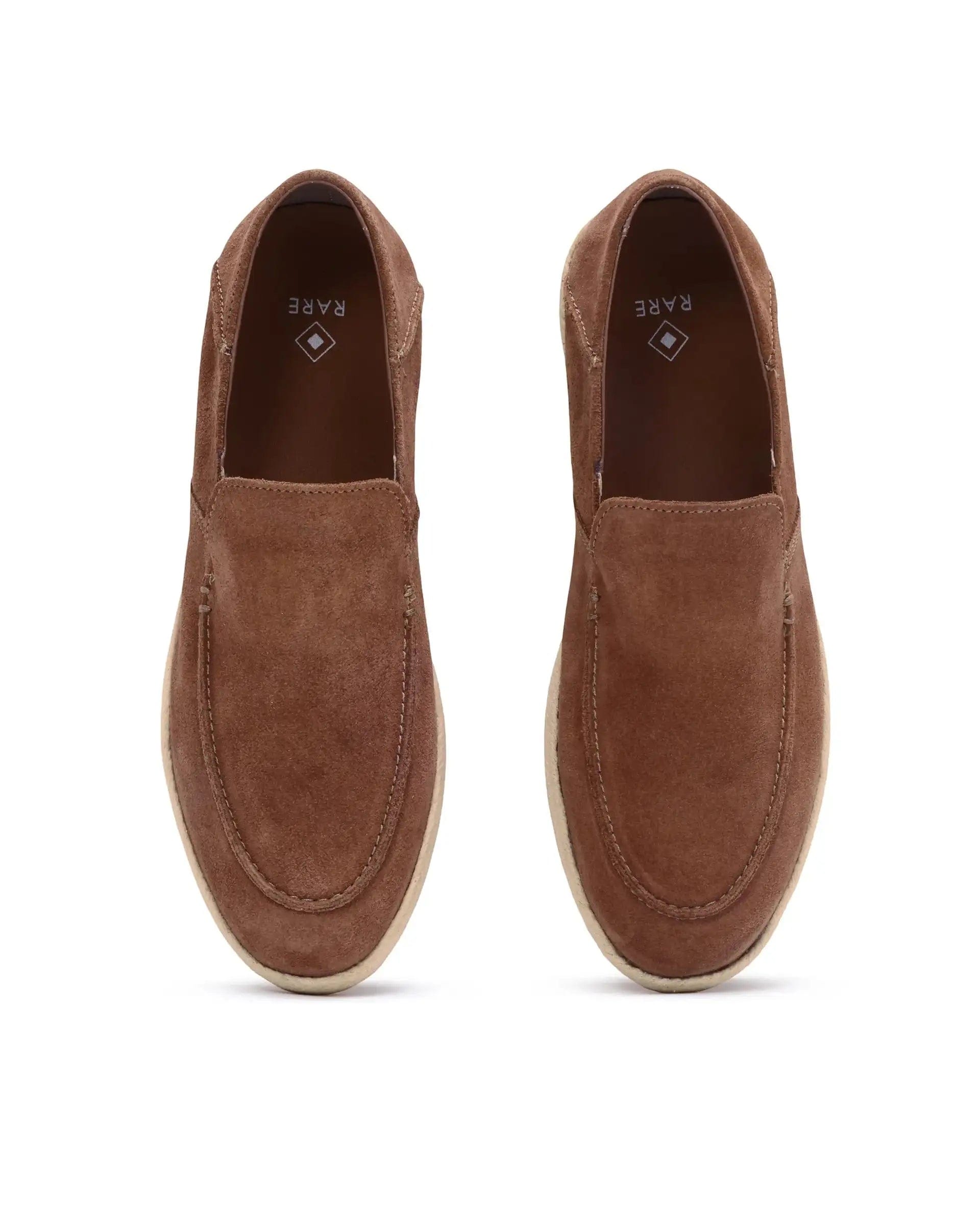 RAREZ Rare Rabbit Men Havana Camel Suede Leather Slip - On Closure Shoes