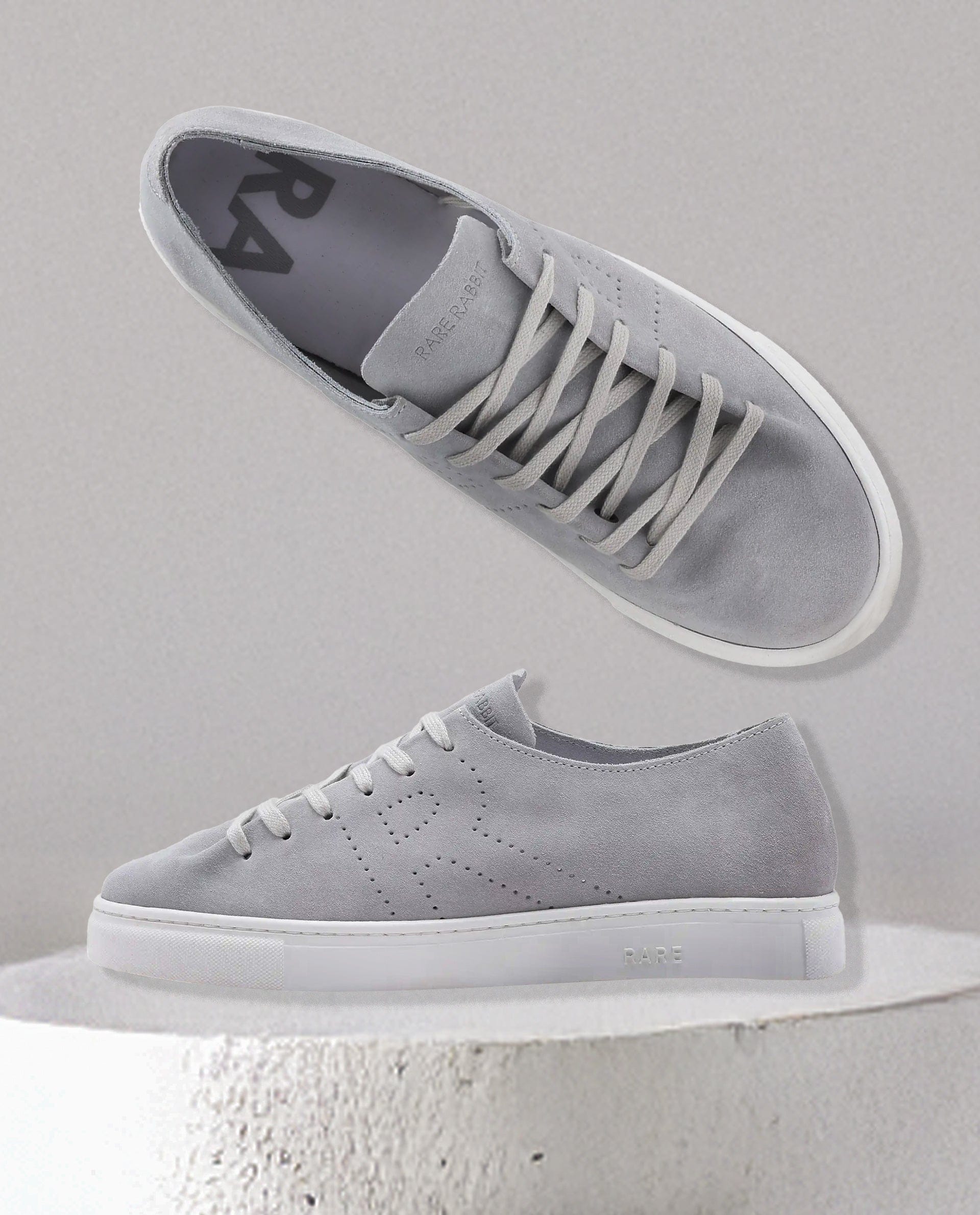 RAREZ Rare Rabbit Men Skin Light Grey Suede Monotone Upper Low - Top Lace - Up Plain Shoes