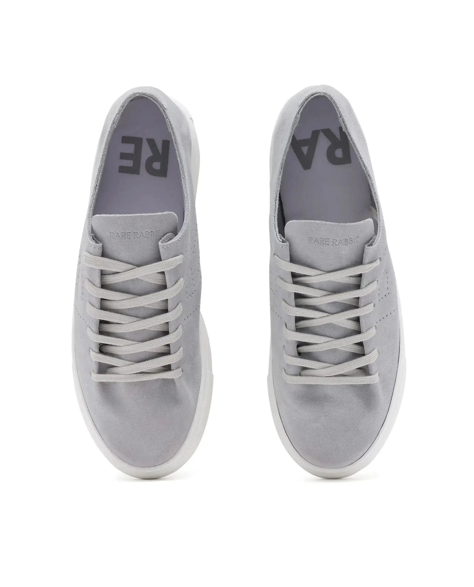 RAREZ Rare Rabbit Men Skin Light Grey Suede Monotone Upper Low - Top Lace - Up Plain Shoes