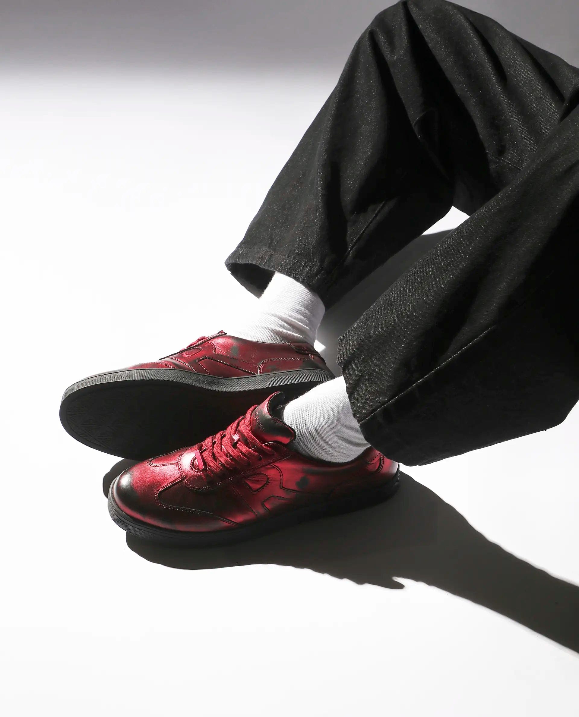 RAREZ Rare Rabbit Men Mercure Metallic Red Lace - Up Closure Shoes