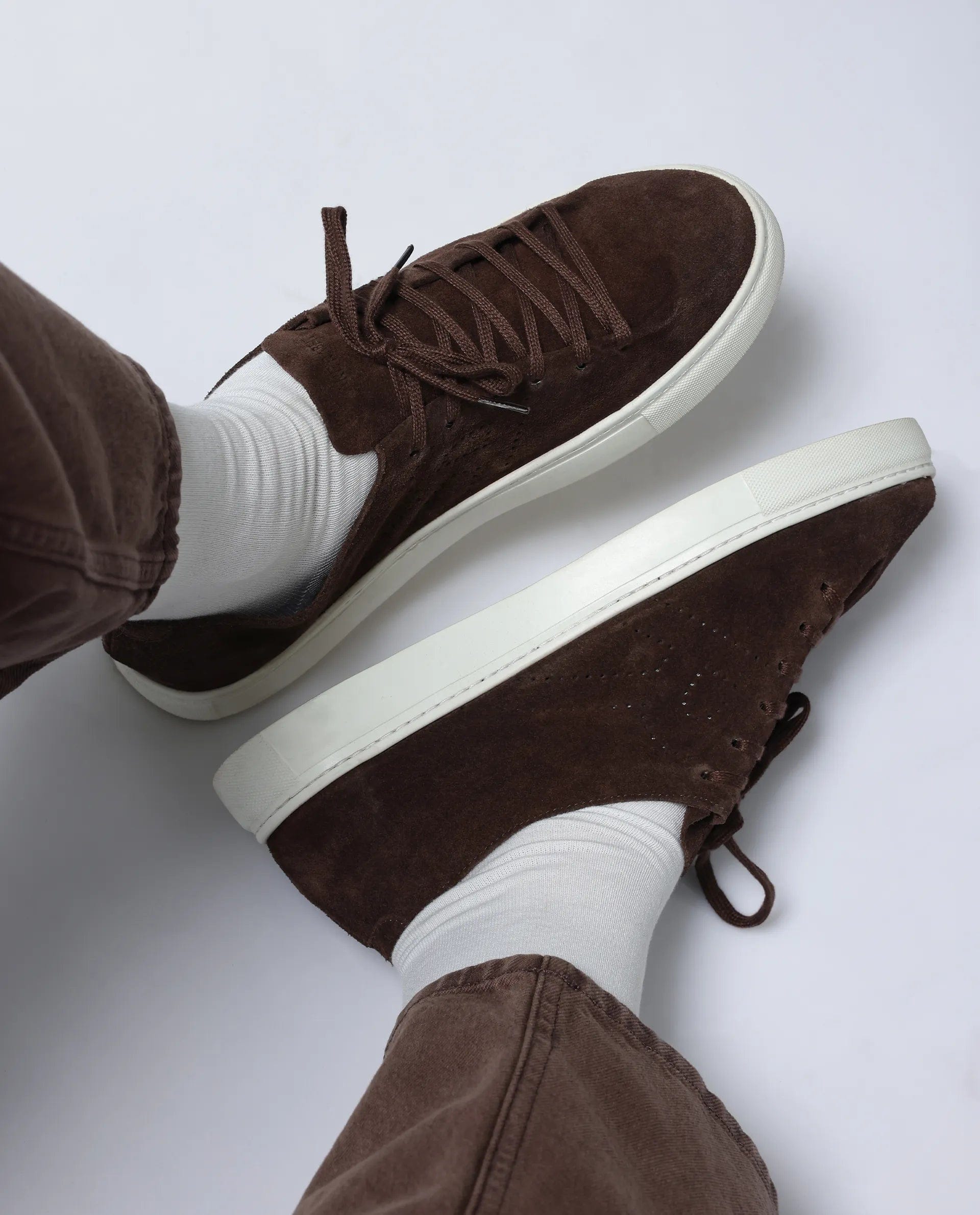 RAREZ Rare Rabbit Men Skin Brown Genuine Suede Monotone Upper Low - Top Lace - Up Plain Shoes