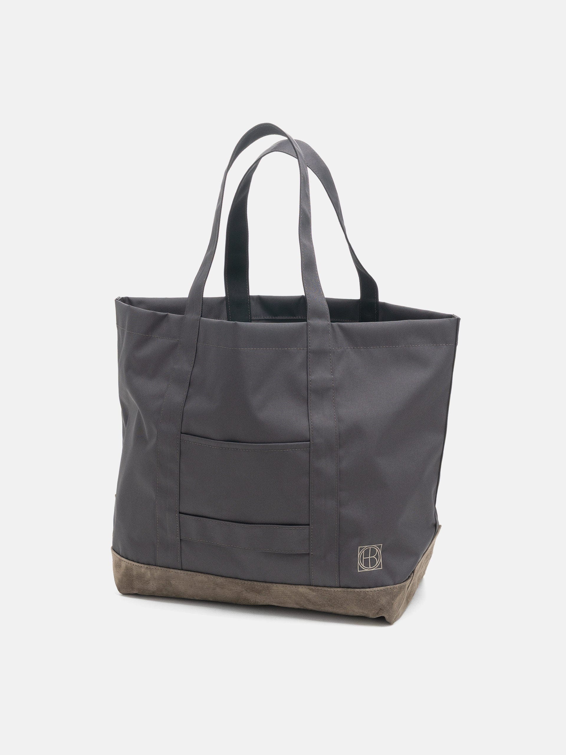 Hobo Tote Bag Polyester Oxford Cordura with Suede Charcoal