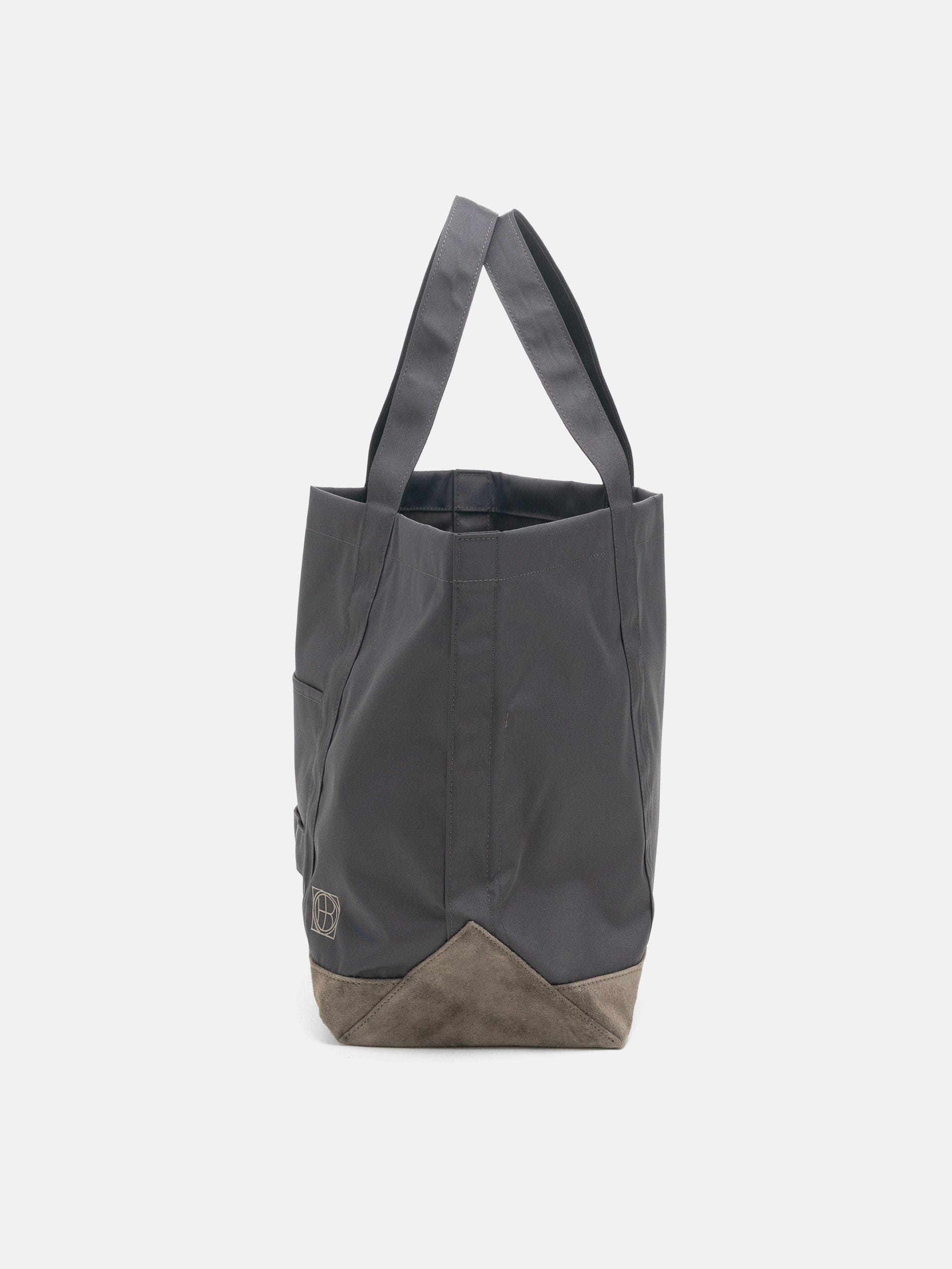 Hobo Tote Bag Polyester Oxford Cordura with Suede Charcoal