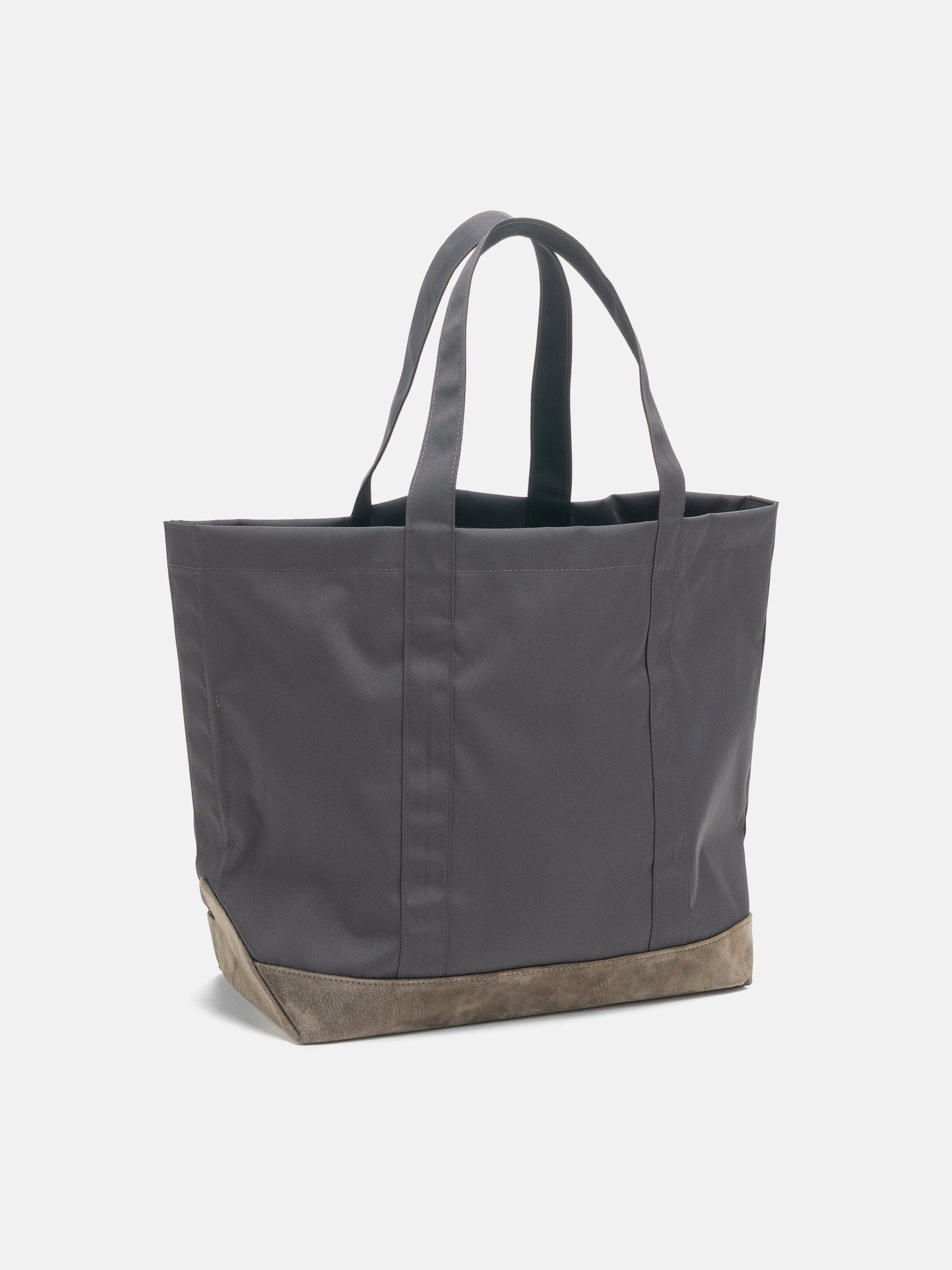 Hobo Tote Bag Polyester Oxford Cordura with Suede Charcoal