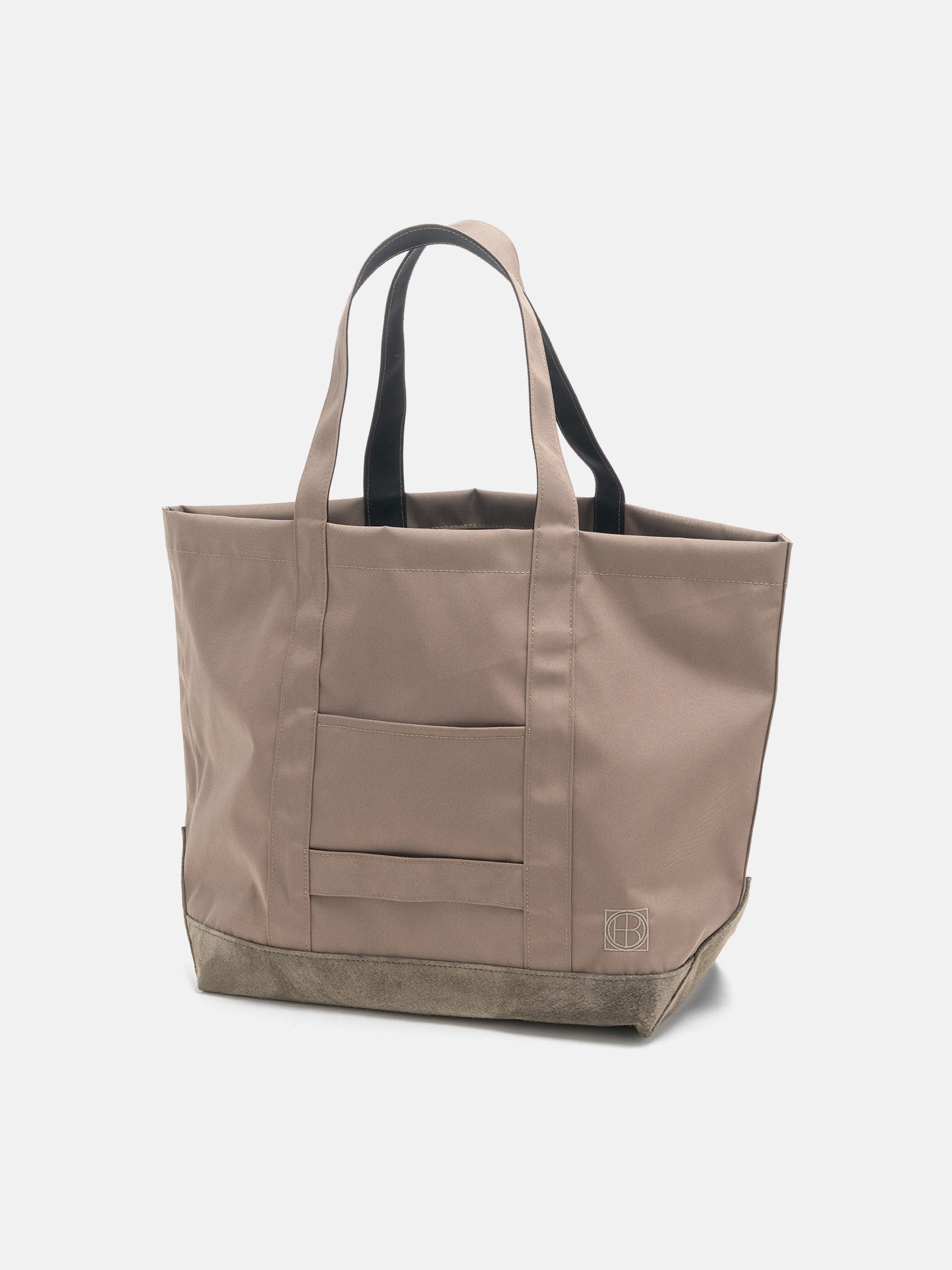 Hobo Tote Bag Polyester Oxford Cordura with Suede Taupe