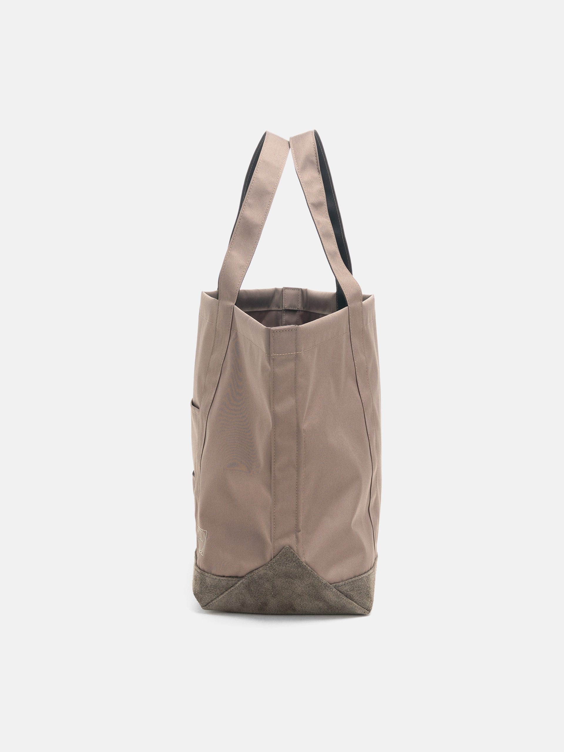 Hobo Tote Bag Polyester Oxford Cordura with Suede Taupe