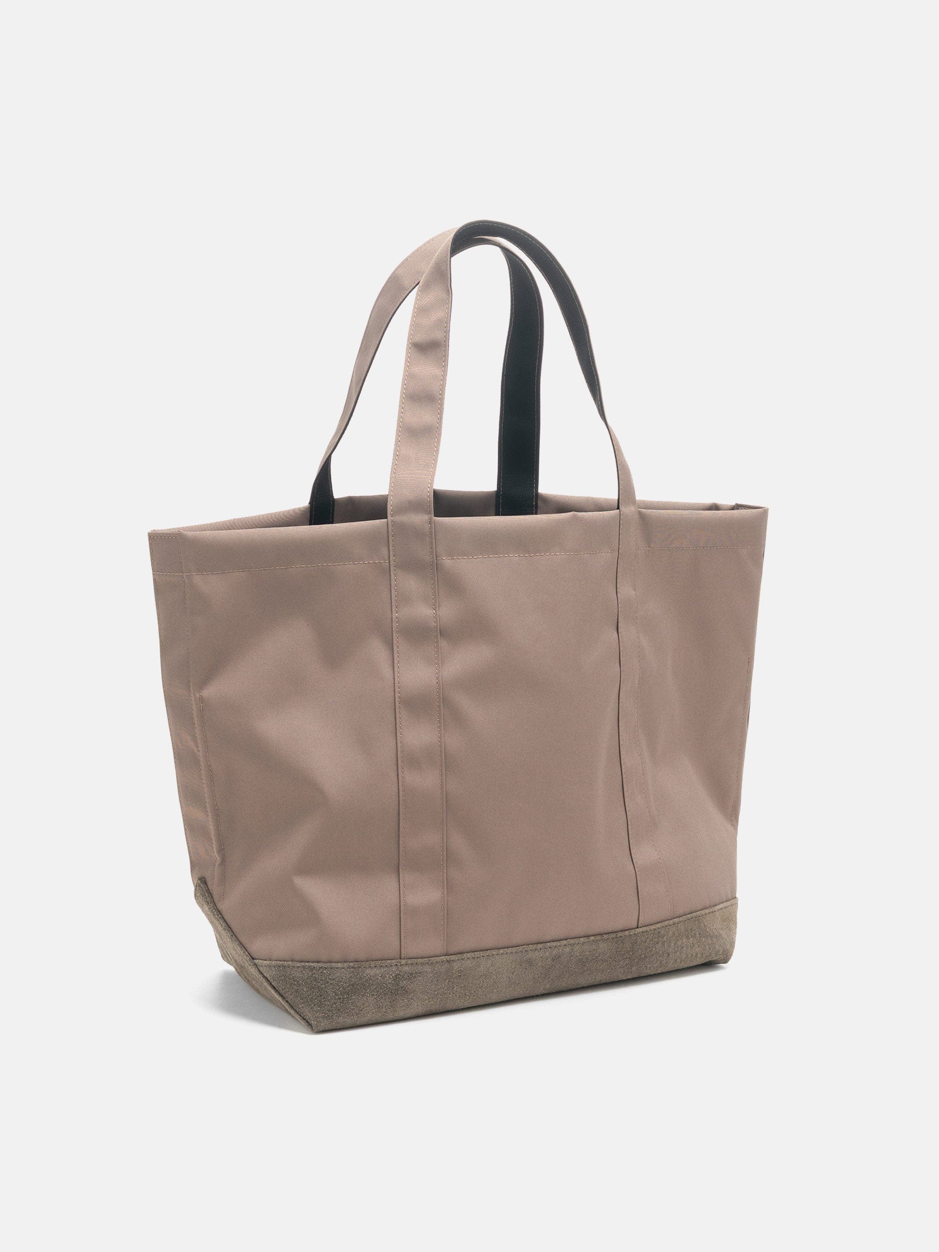 Hobo Tote Bag Polyester Oxford Cordura with Suede Taupe