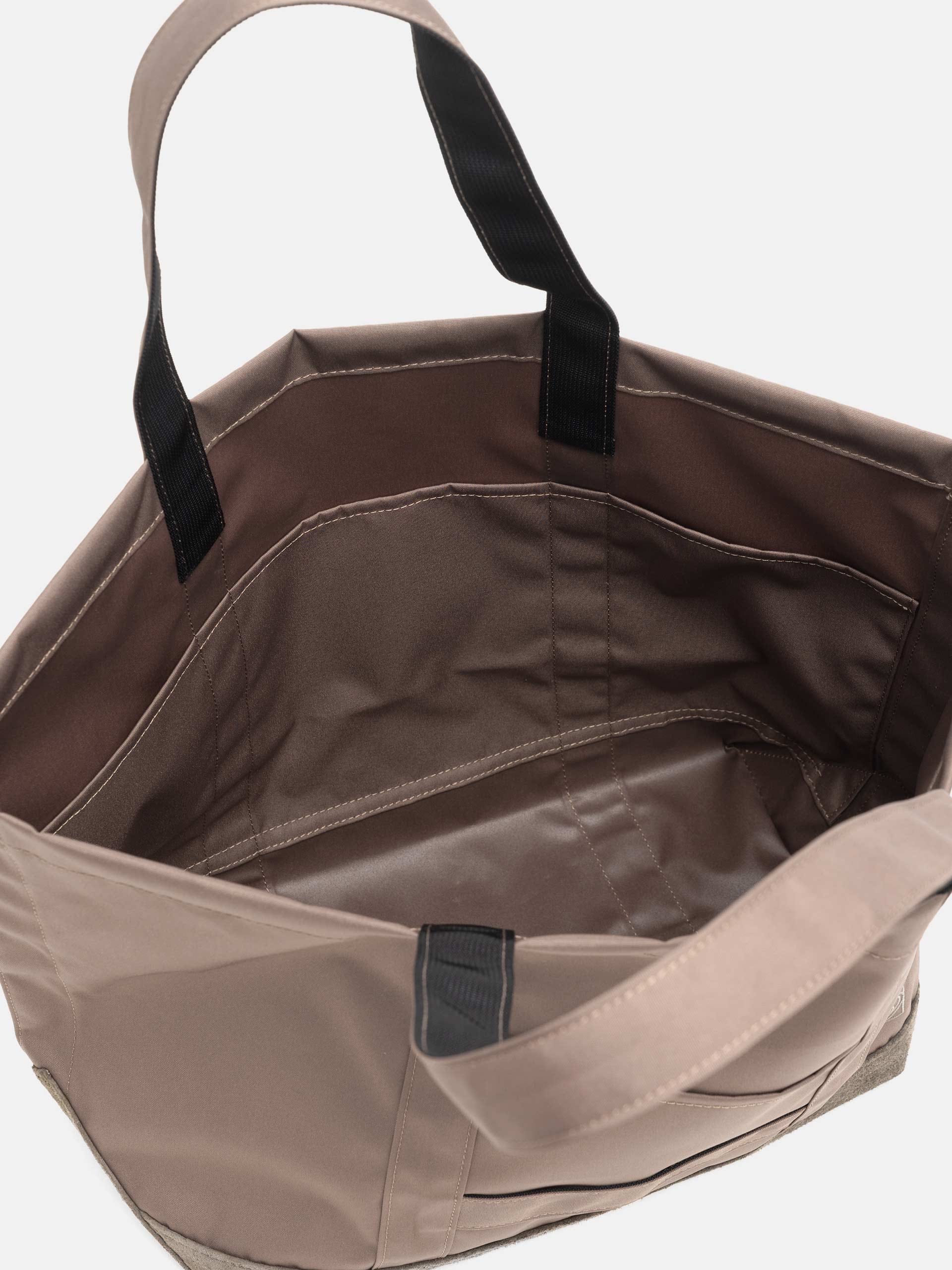 Hobo Tote Bag Polyester Oxford Cordura with Suede Taupe