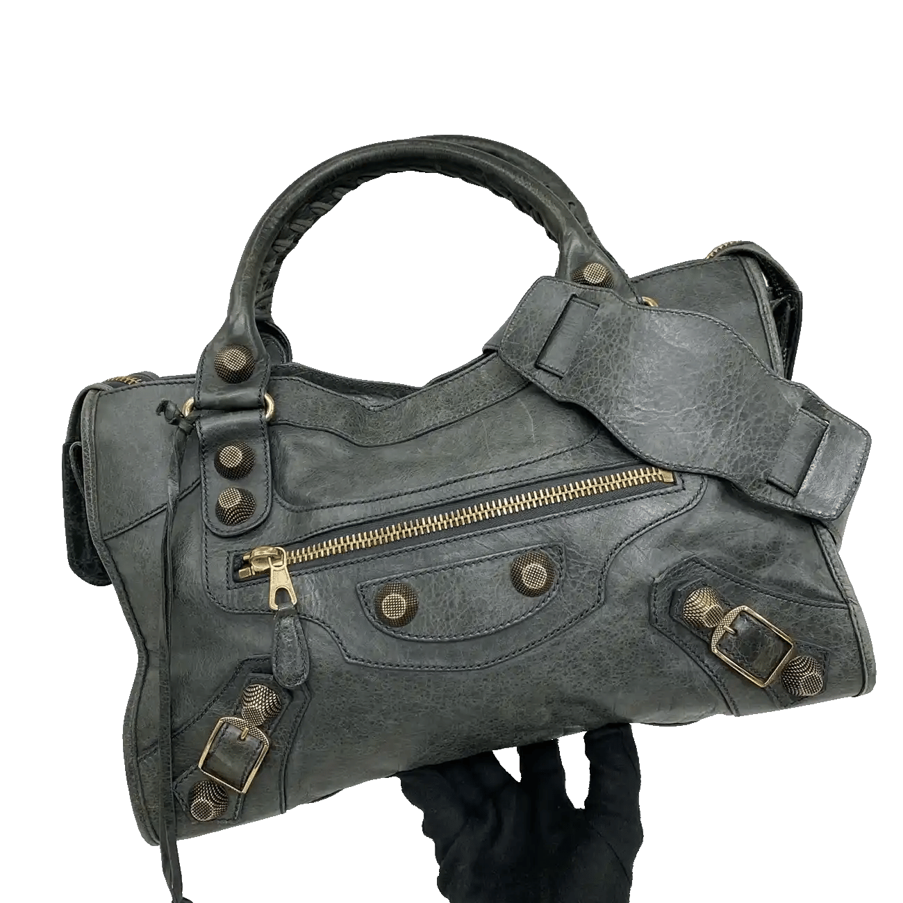 True To Sole Balenciaga 173034 City 2Way Handbag Grey