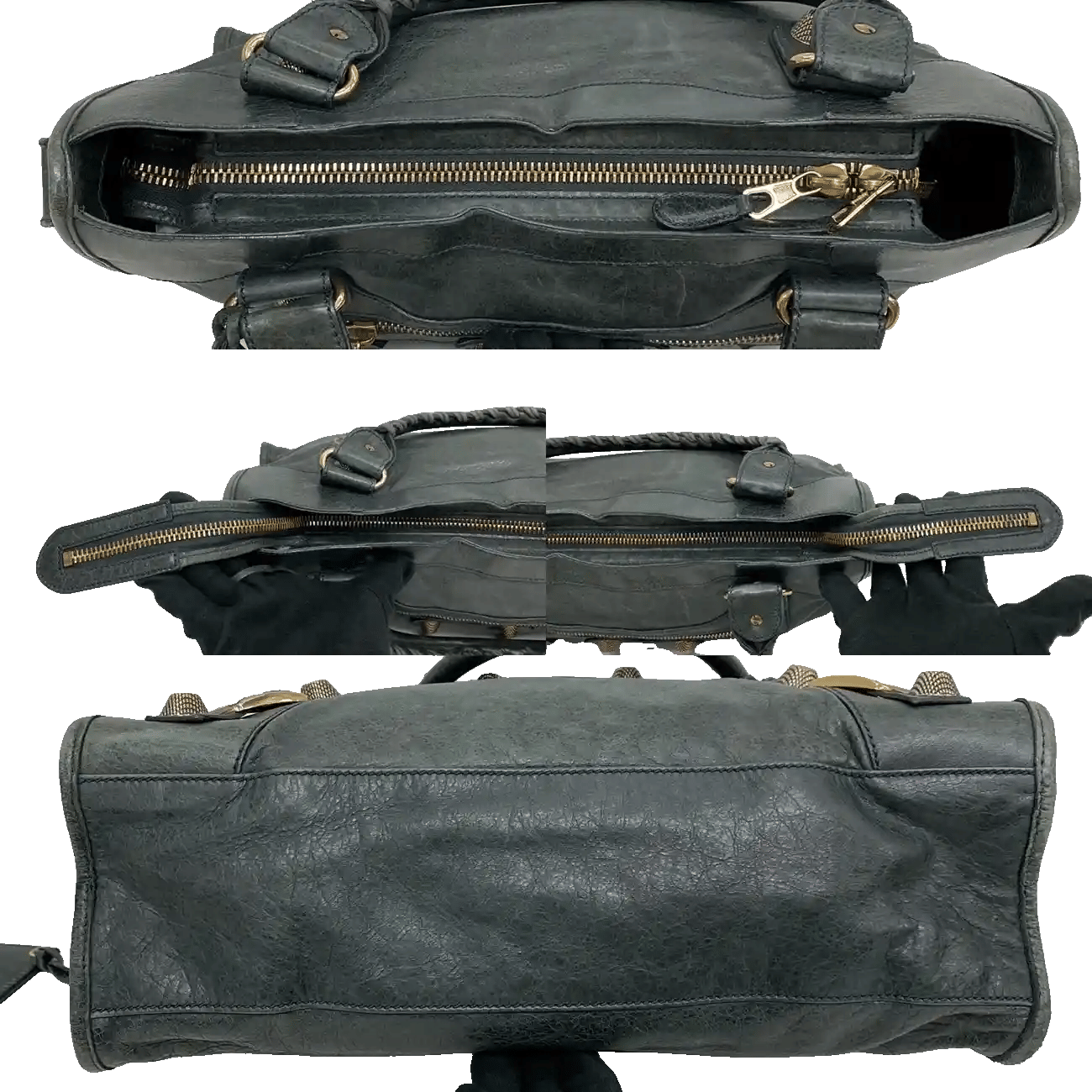 True To Sole Balenciaga 173034 City 2Way Handbag Grey