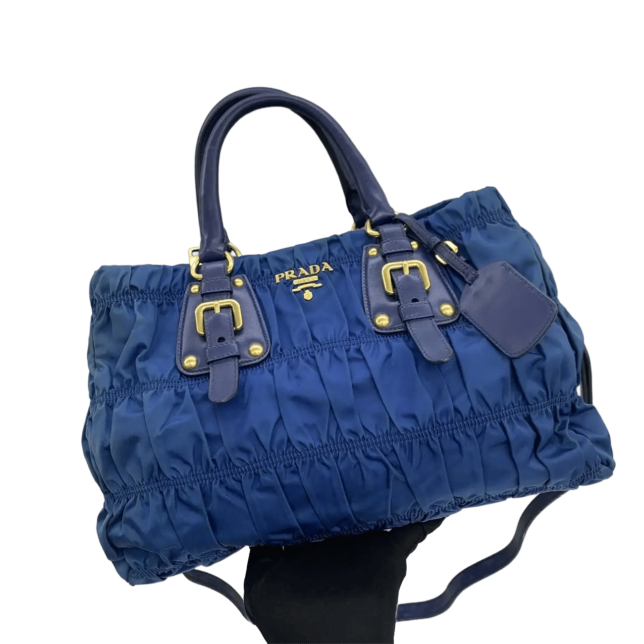 True To Sole Prada Blue Nylon BN2346 2Way Tote Gather Shoulder Bag