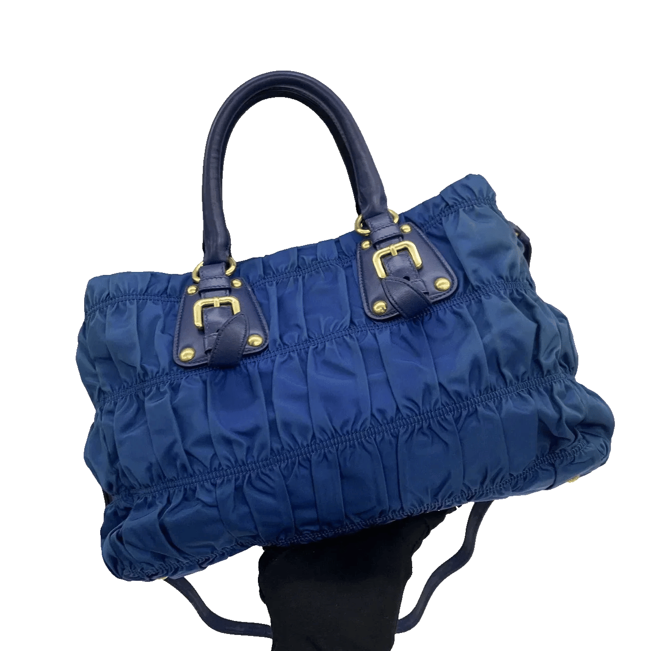 True To Sole Prada Blue Nylon BN2346 2Way Tote Gather Shoulder Bag