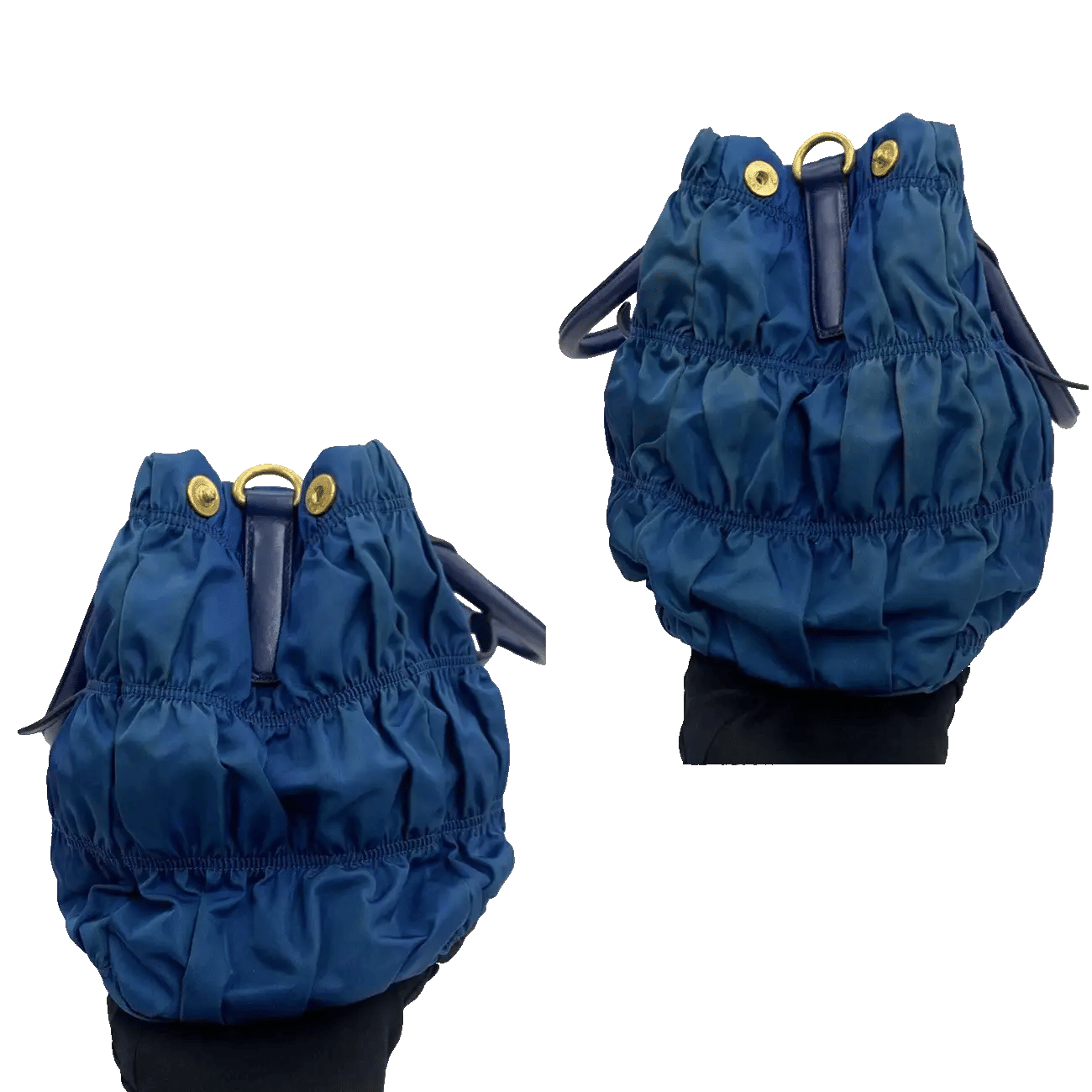 True To Sole Prada Blue Nylon BN2346 2Way Tote Gather Shoulder Bag