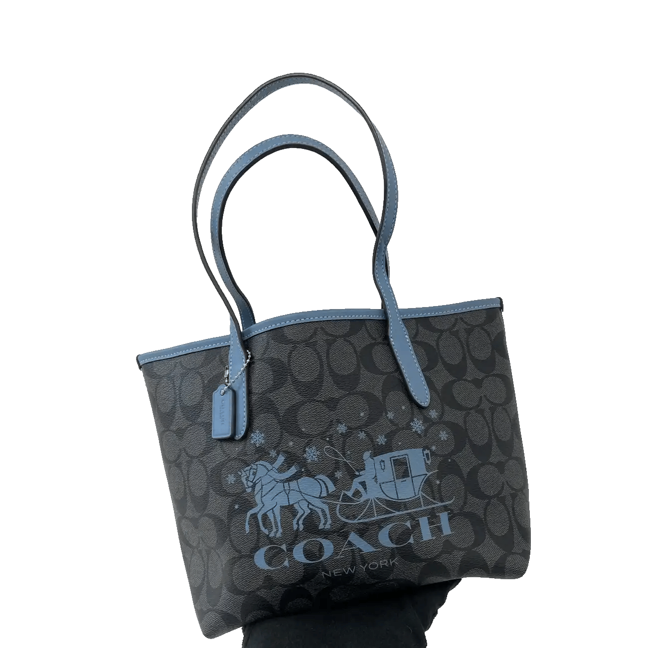 True To Sole Coach CM183 Blue Canvas Mini Tote Shoulder Bag