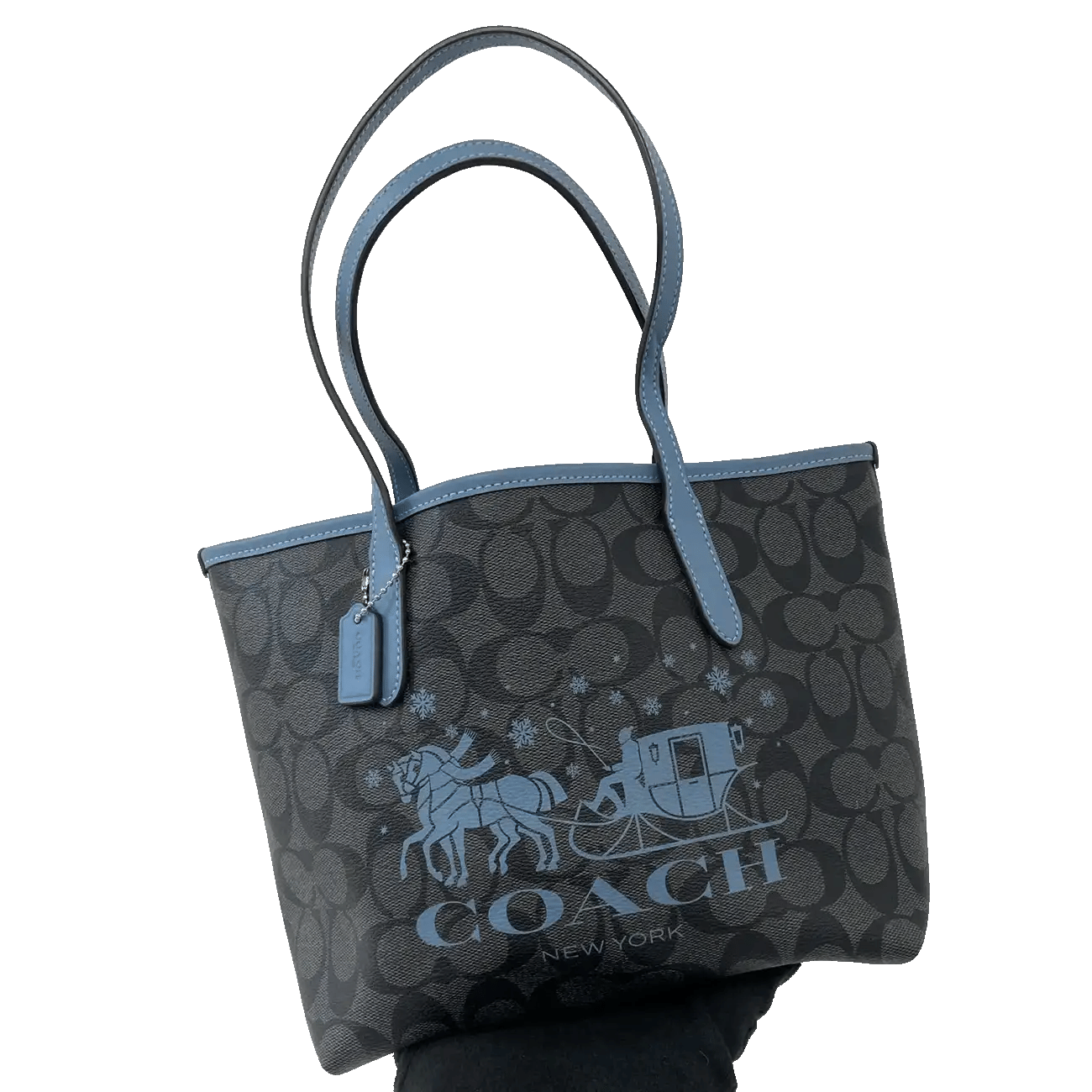True To Sole Coach CM183 Blue Canvas Mini Tote Shoulder Bag