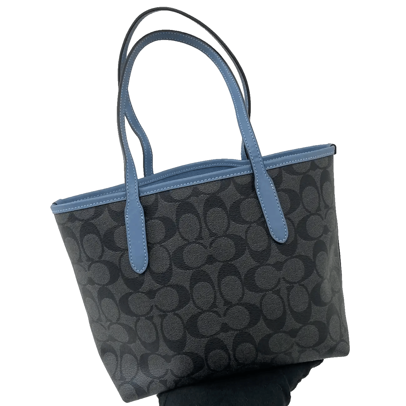 True To Sole Coach CM183 Blue Canvas Mini Tote Shoulder Bag