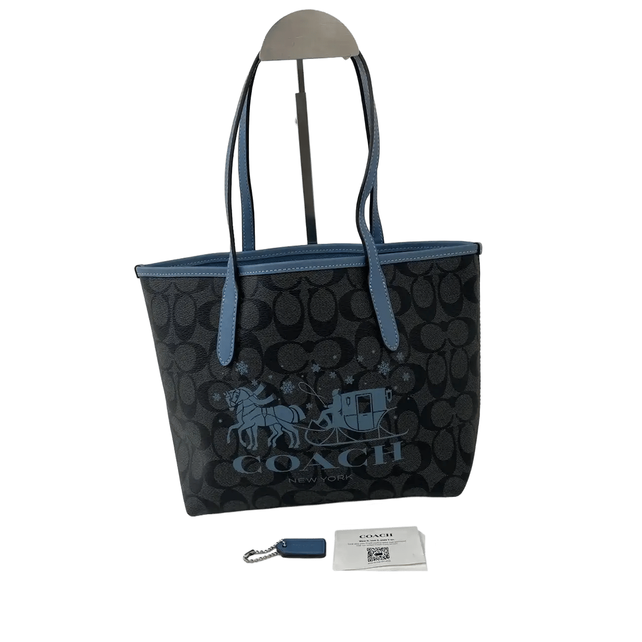 True To Sole Coach CM183 Blue Canvas Mini Tote Shoulder Bag