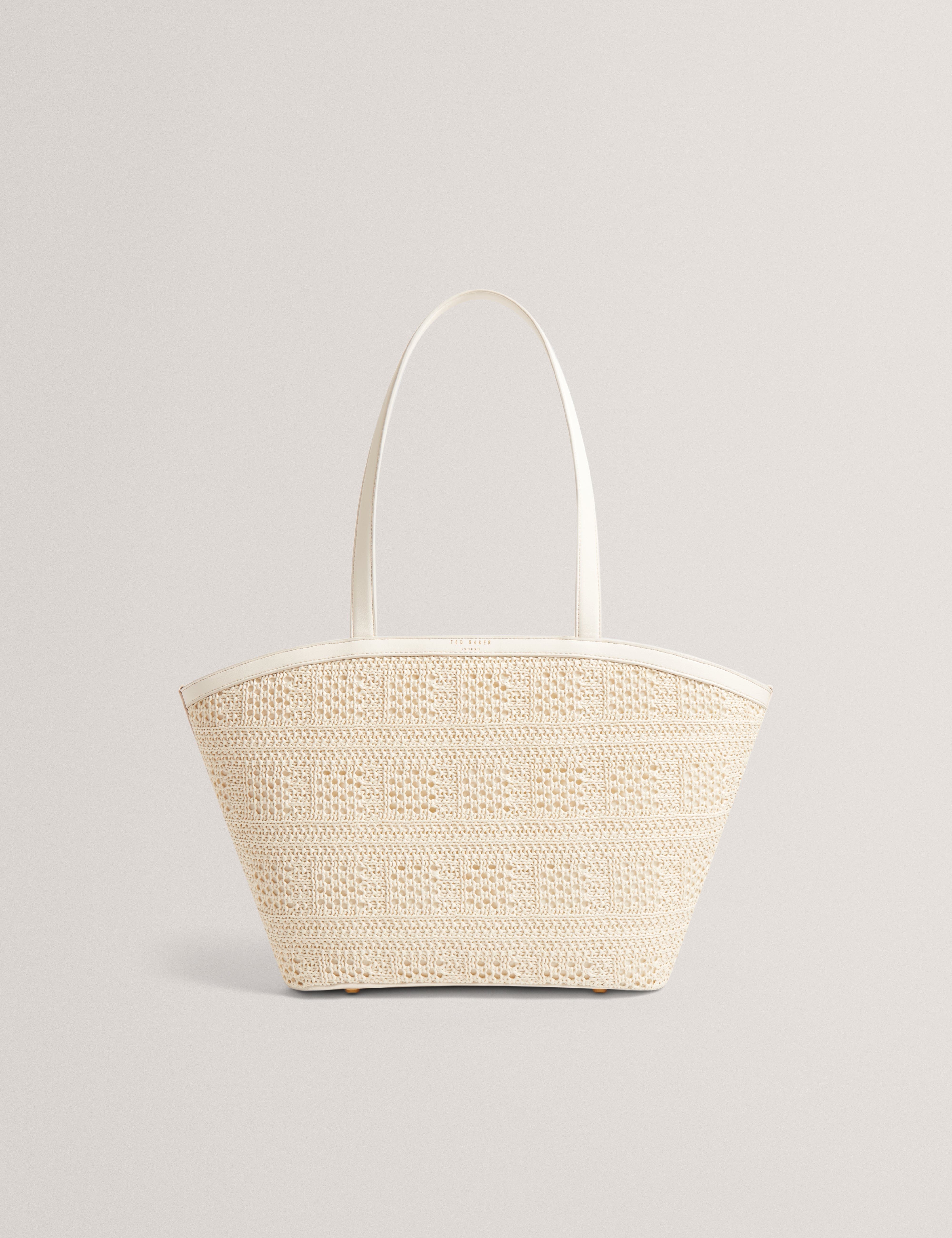 Ted Baker MOV Pammina Raffia Straw Bucket Tote Ivory