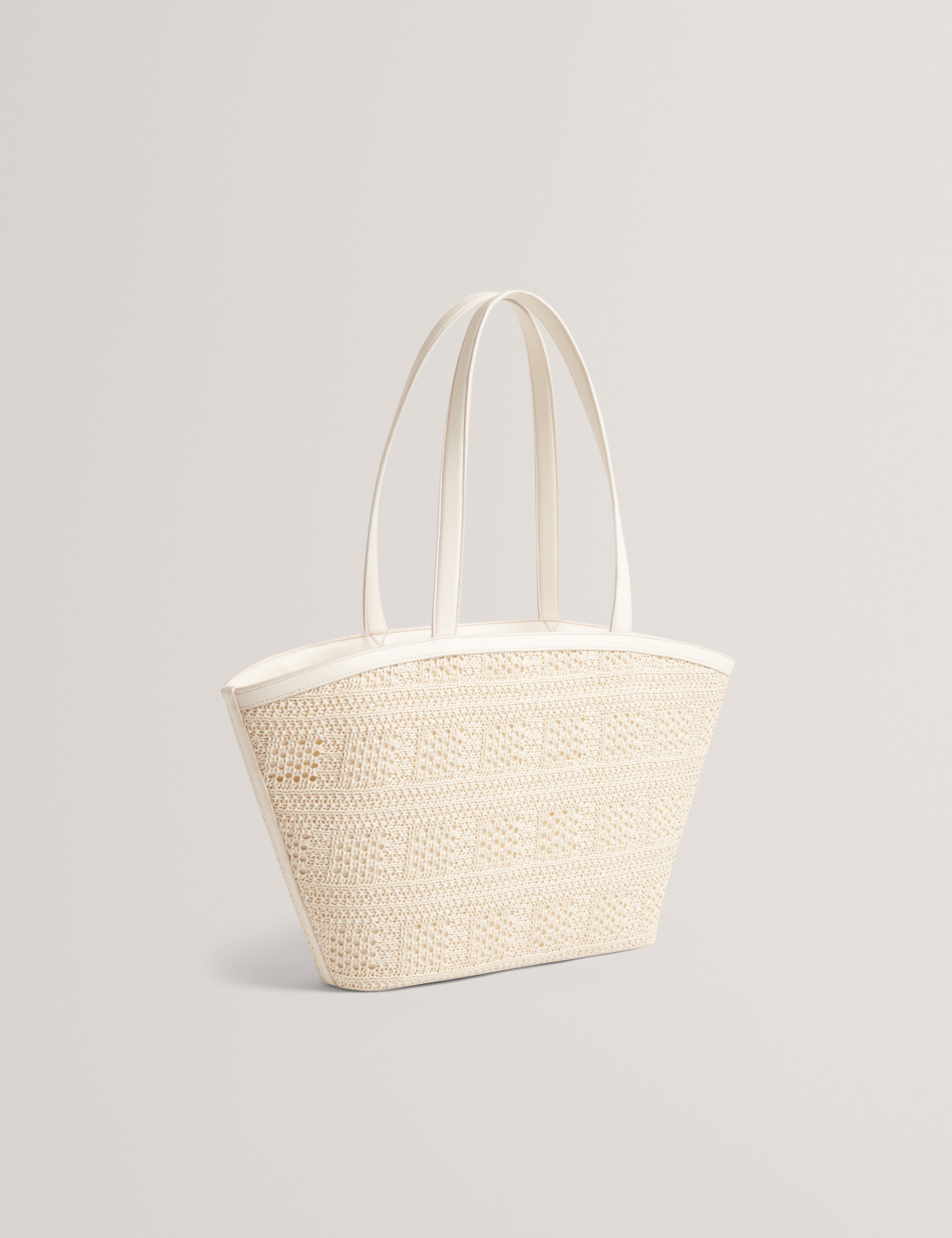 Ted Baker MOV Pammina Raffia Straw Bucket Tote Ivory