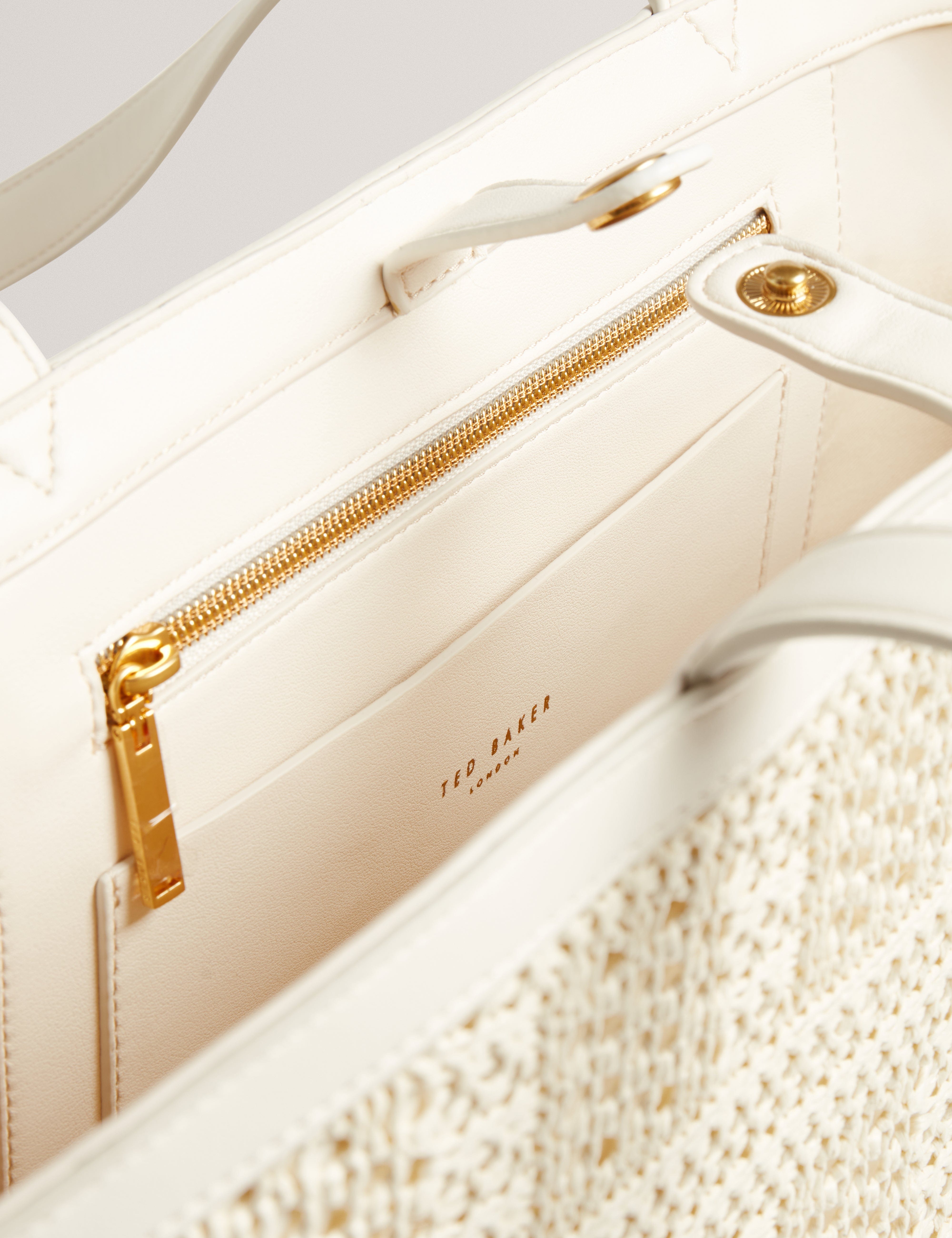 Ted Baker MOV Pammina Raffia Straw Bucket Tote Ivory