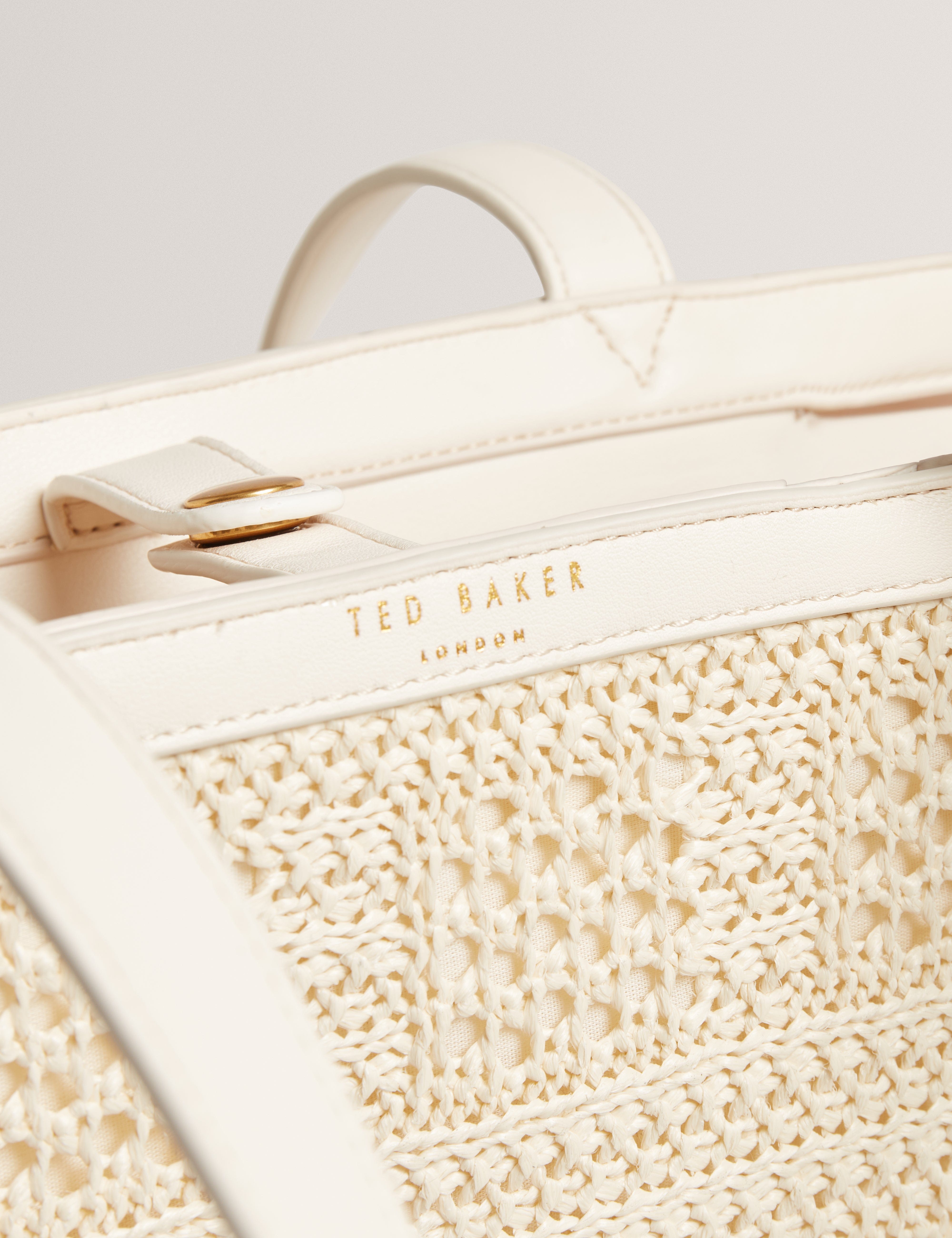 Ted Baker MOV Pammina Raffia Straw Bucket Tote Ivory