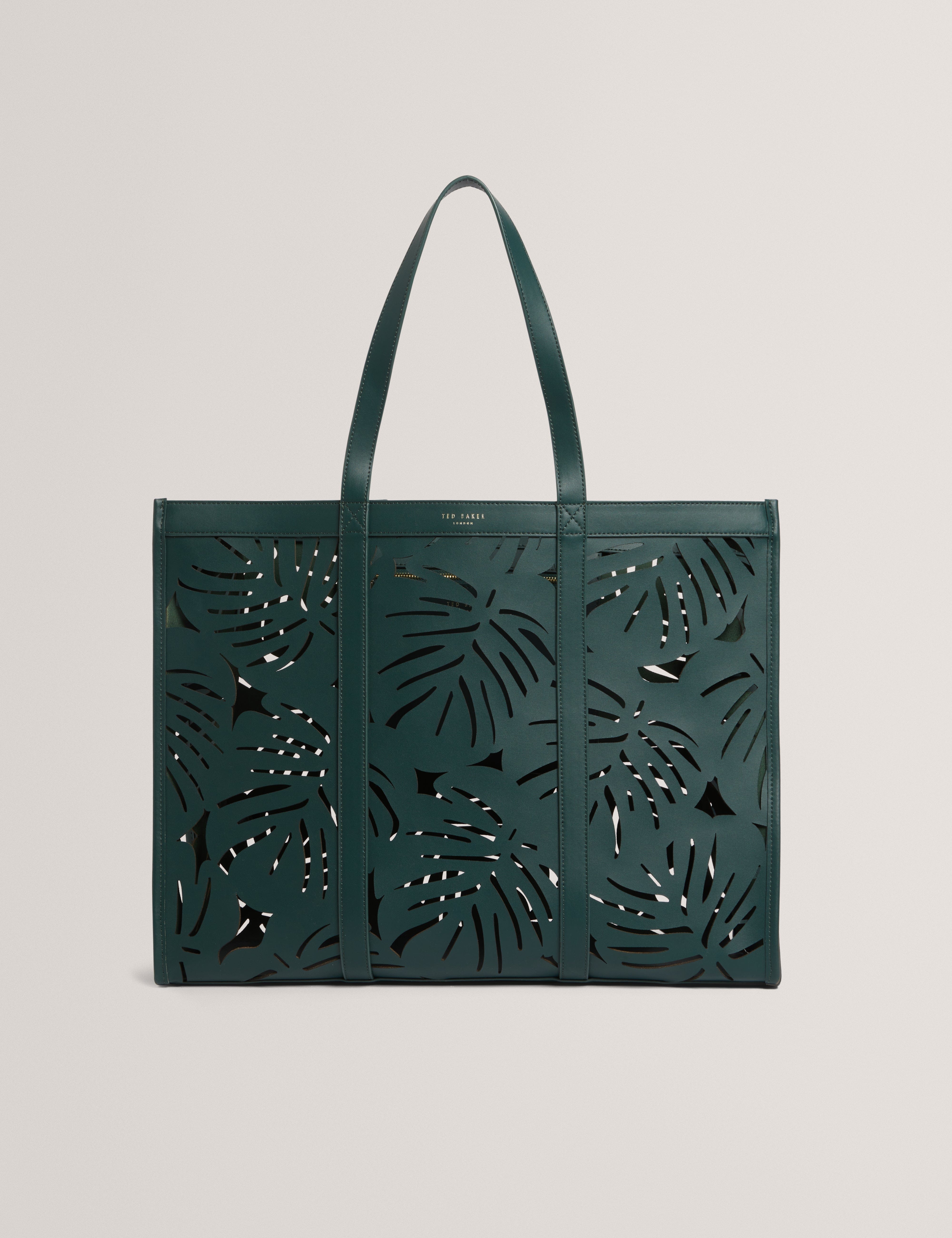 Ted Baker MOV Leiian Leaf Detail Laser Cut Extra Large Tote Green