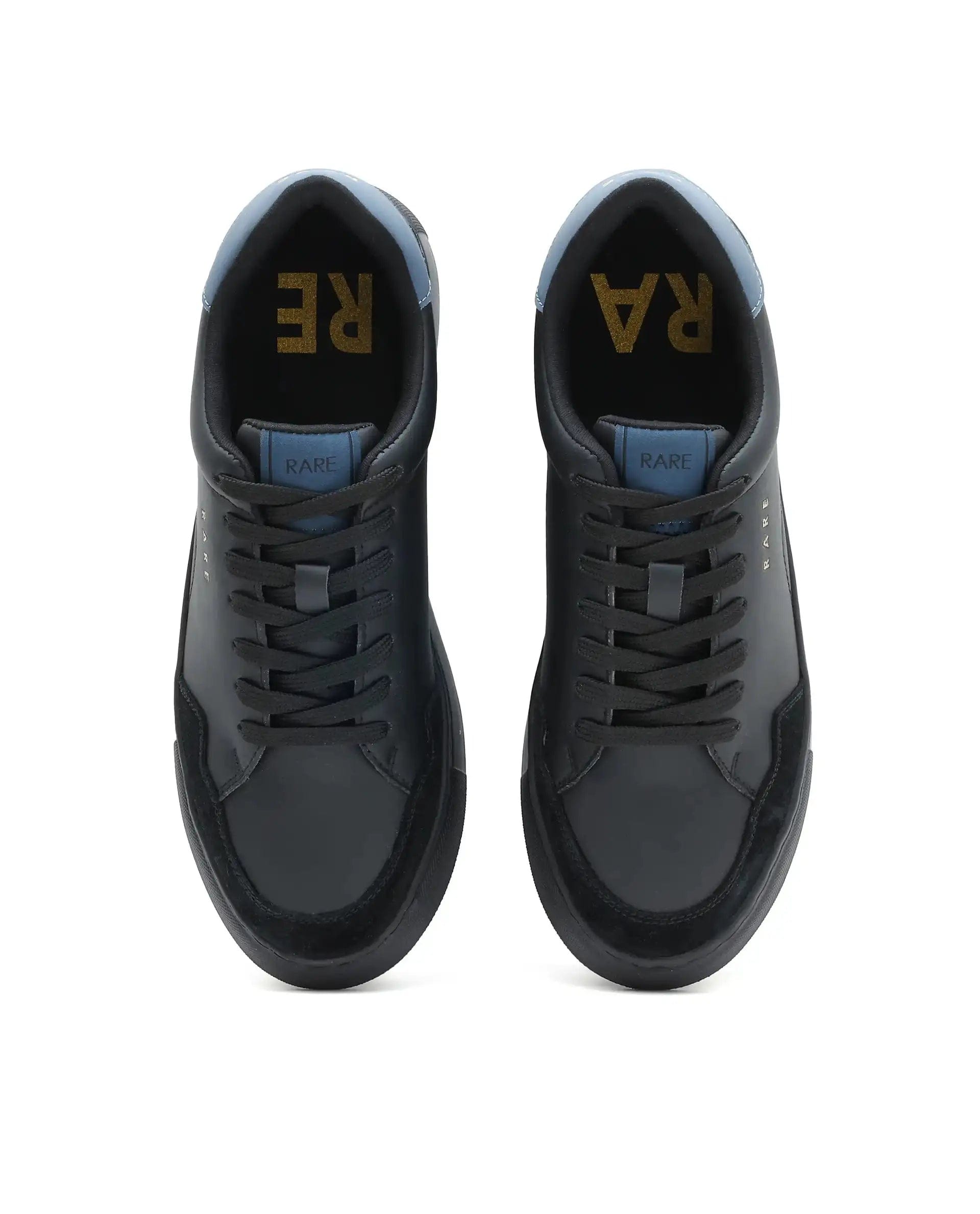 RAREZ Rare Rabbit Men's Mawi Black Micro Fiber Leather Sneaker