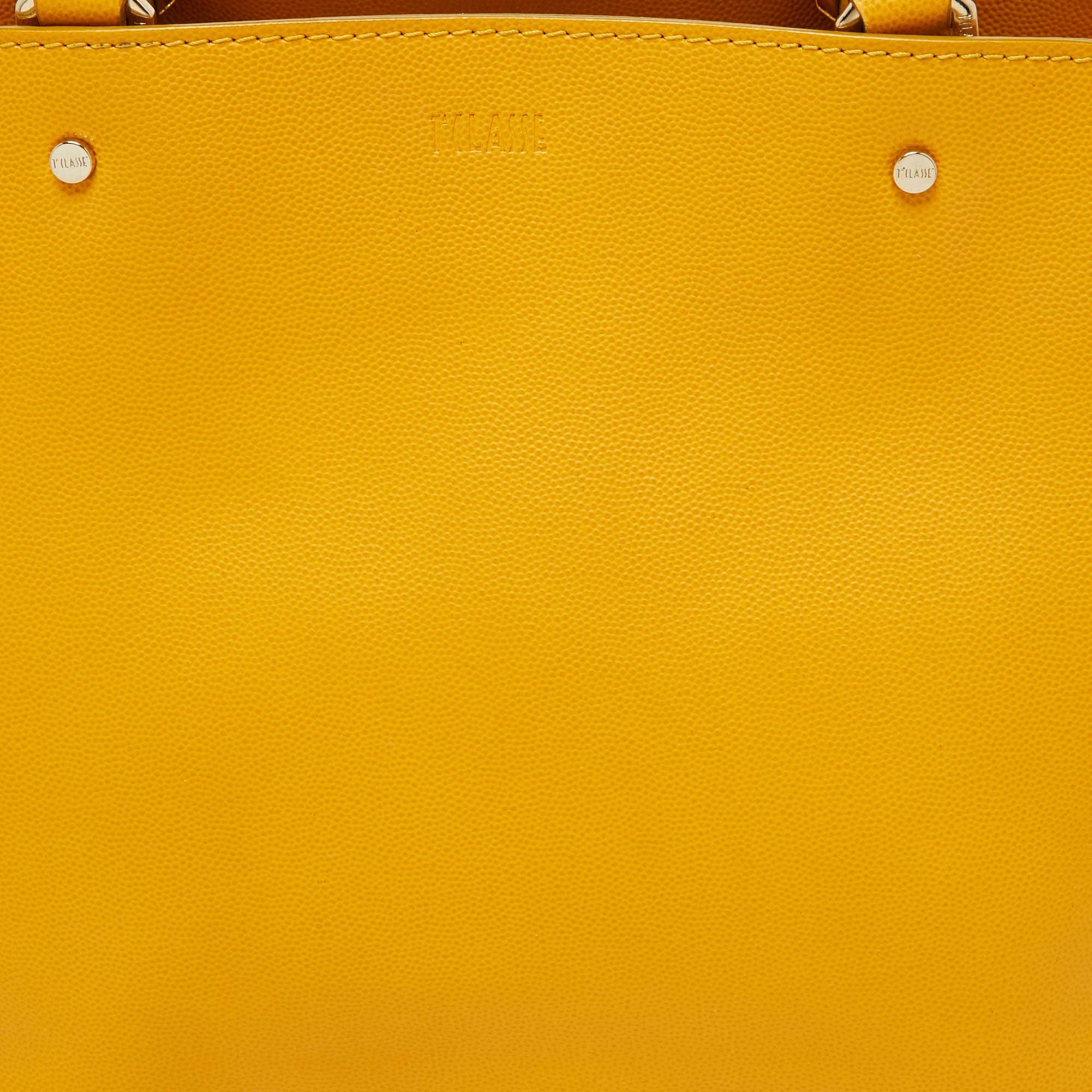 Alviero Martini 1A Classe Yellow Geo Print Coated Canvas And Leather Tote