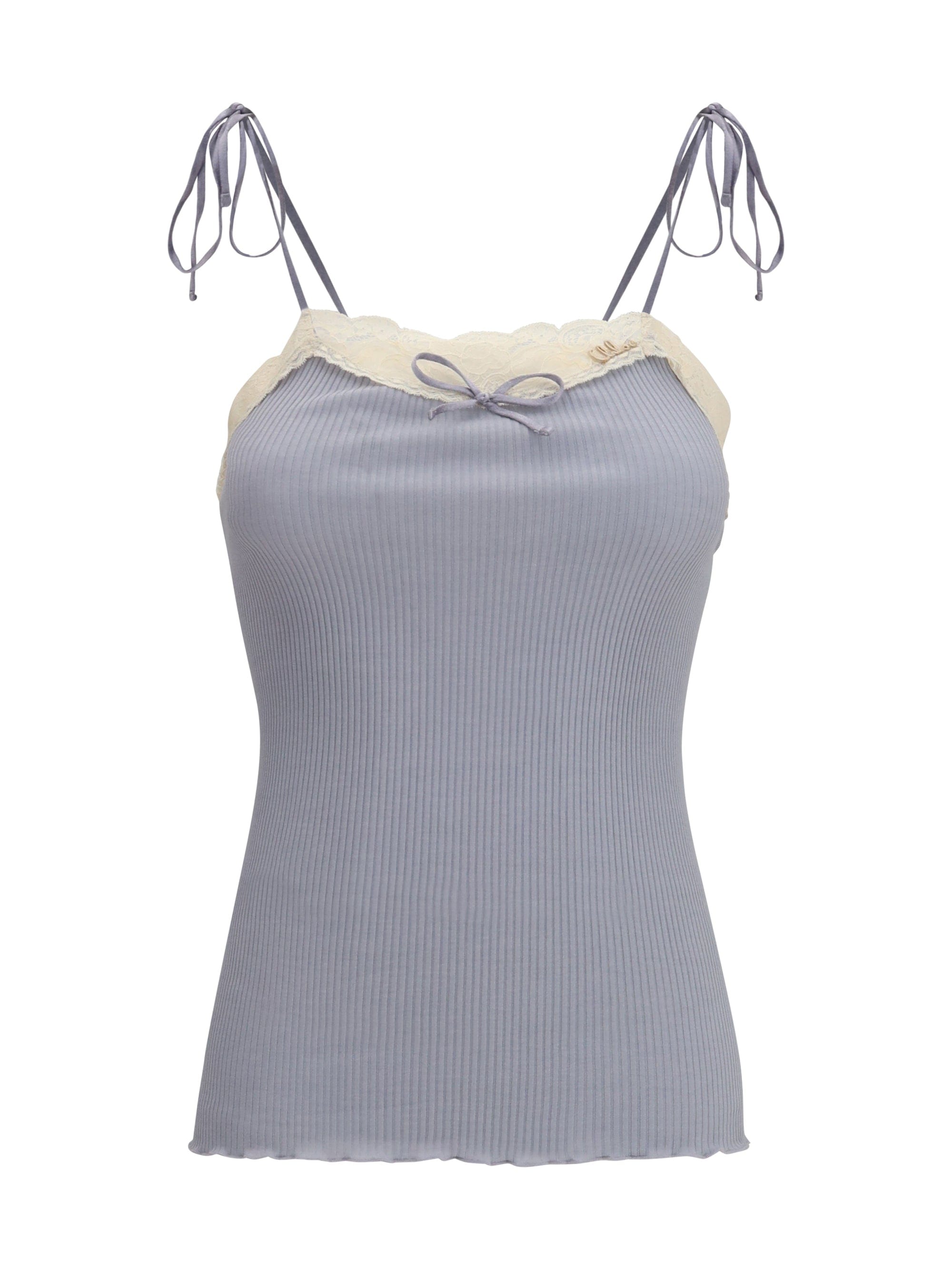 Chloé Lace - Trimmed Ribbed Jersey Tank Top — Gray