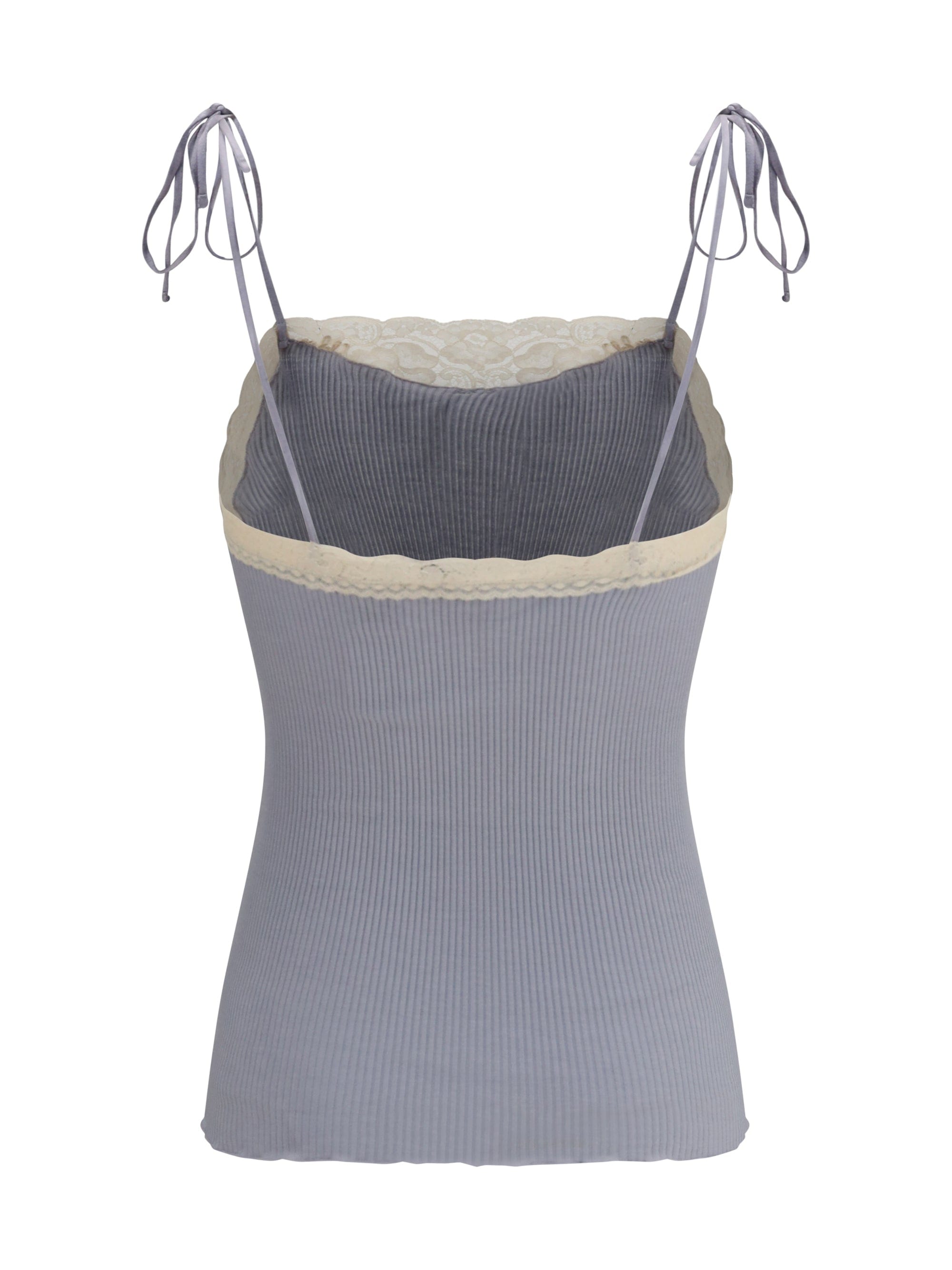 Chloé Lace - Trimmed Ribbed Jersey Tank Top — Gray