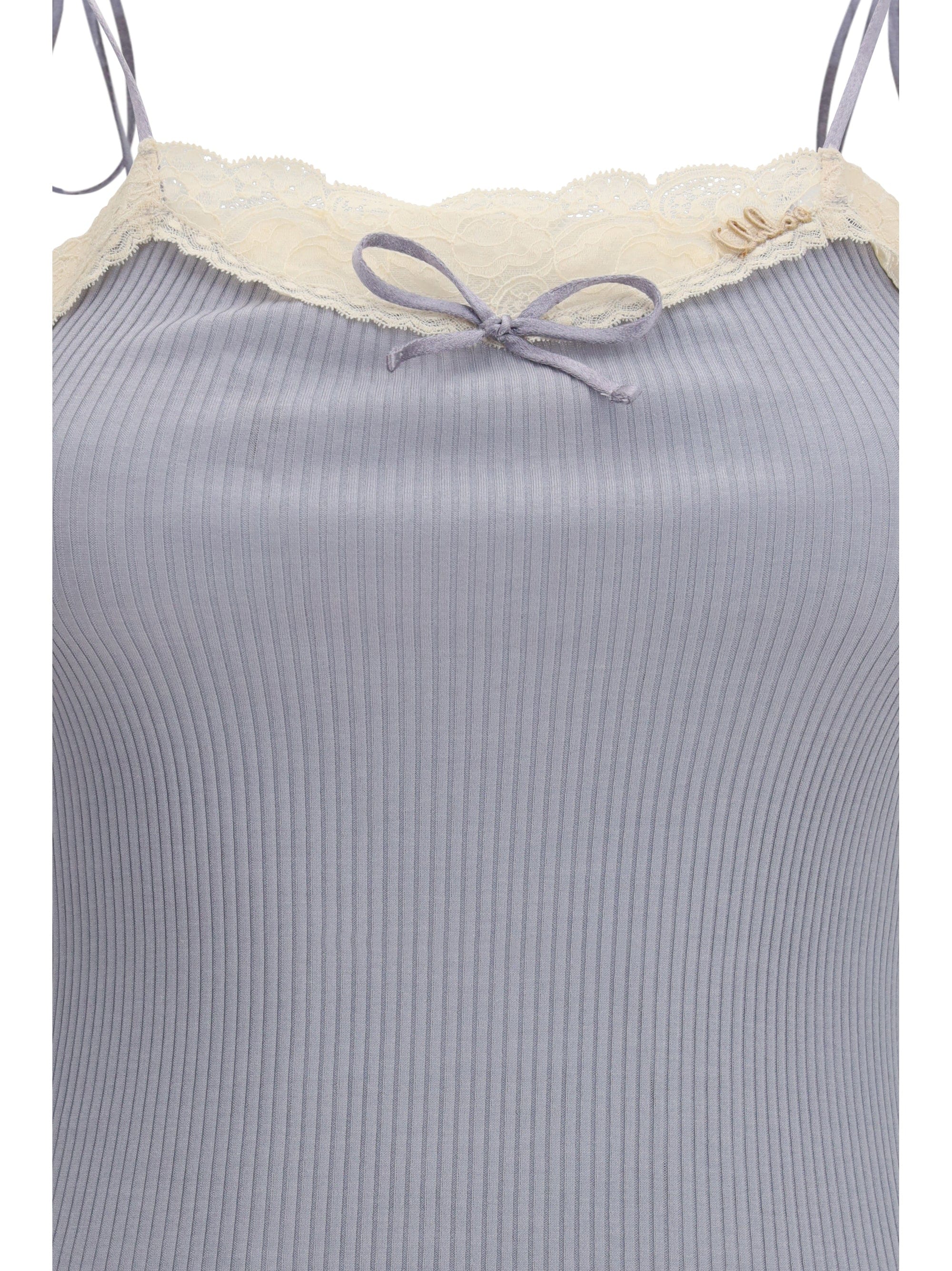 Chloé Lace - Trimmed Ribbed Jersey Tank Top — Gray