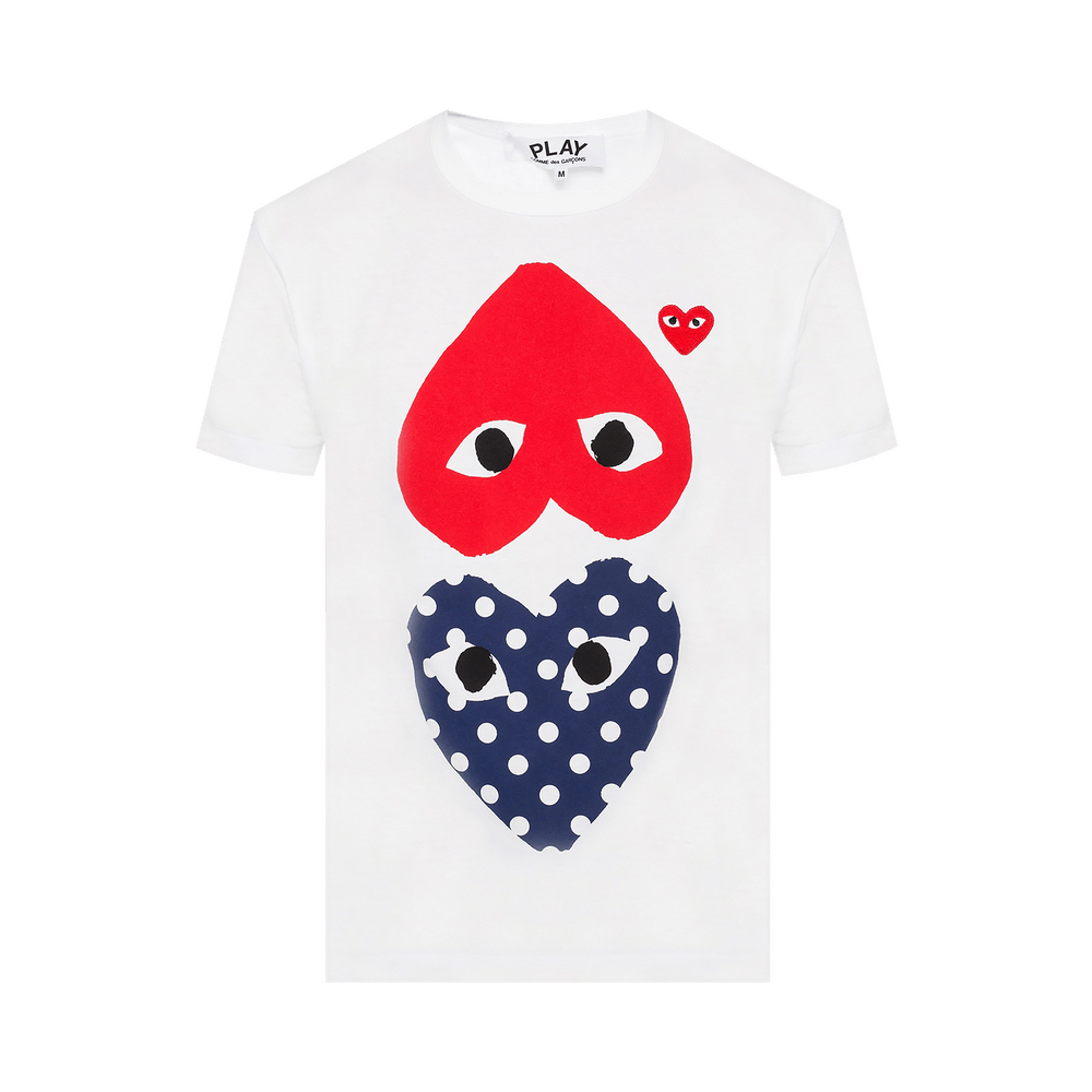 Comme des Garçons PLAY Polka Dot Mix Heart T-Shirt White