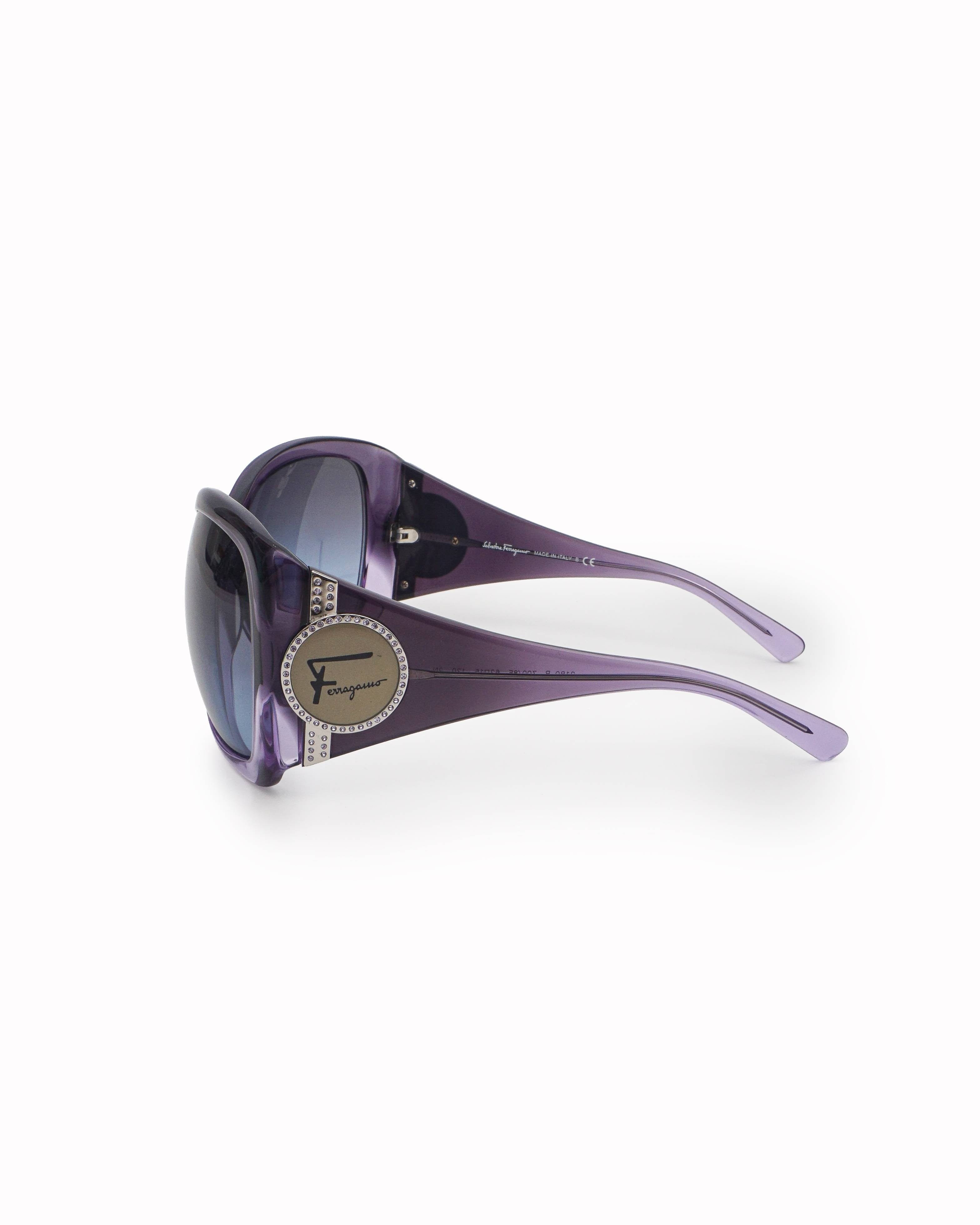 Salvatore Ferragamo Translucent Purple Crystal Accent Sunglasses