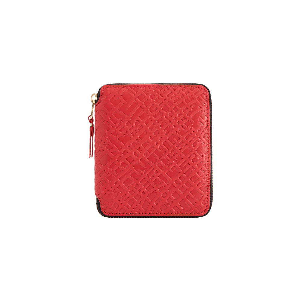 Comme des Garçons Embossed Roots Zip Around Wallet Red