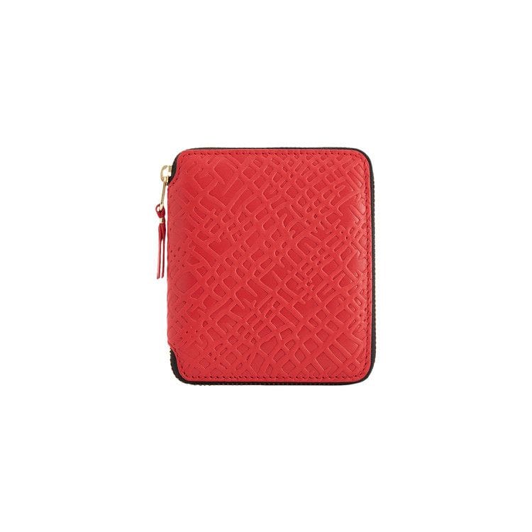Comme des Garçons Embossed Roots Zip Around Wallet Red