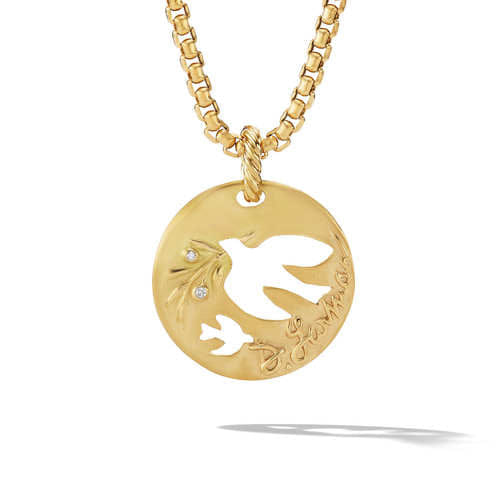David Yurman DY Elements Dove Pendant in 18K Yellow Gold with Diamonds