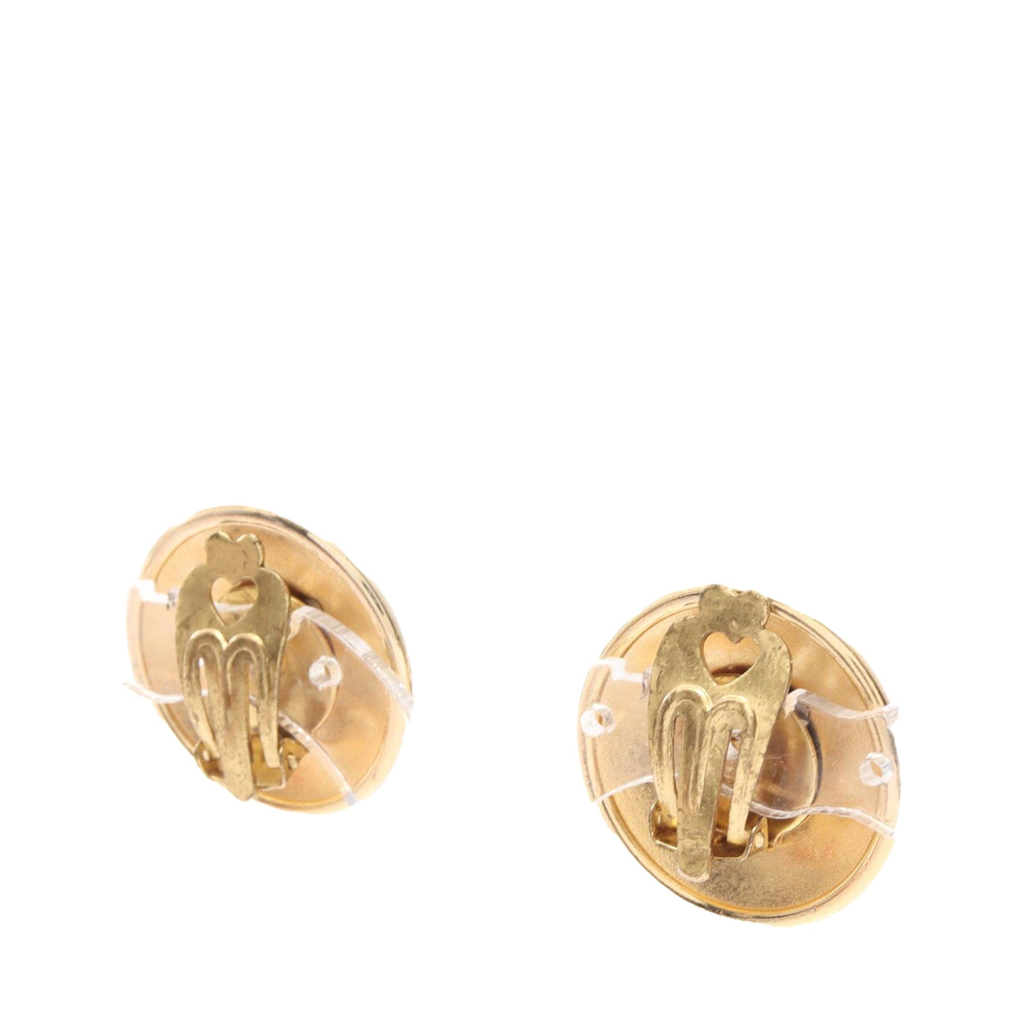 Hermès Gold Plated Horn Sellier Clip On Earrings