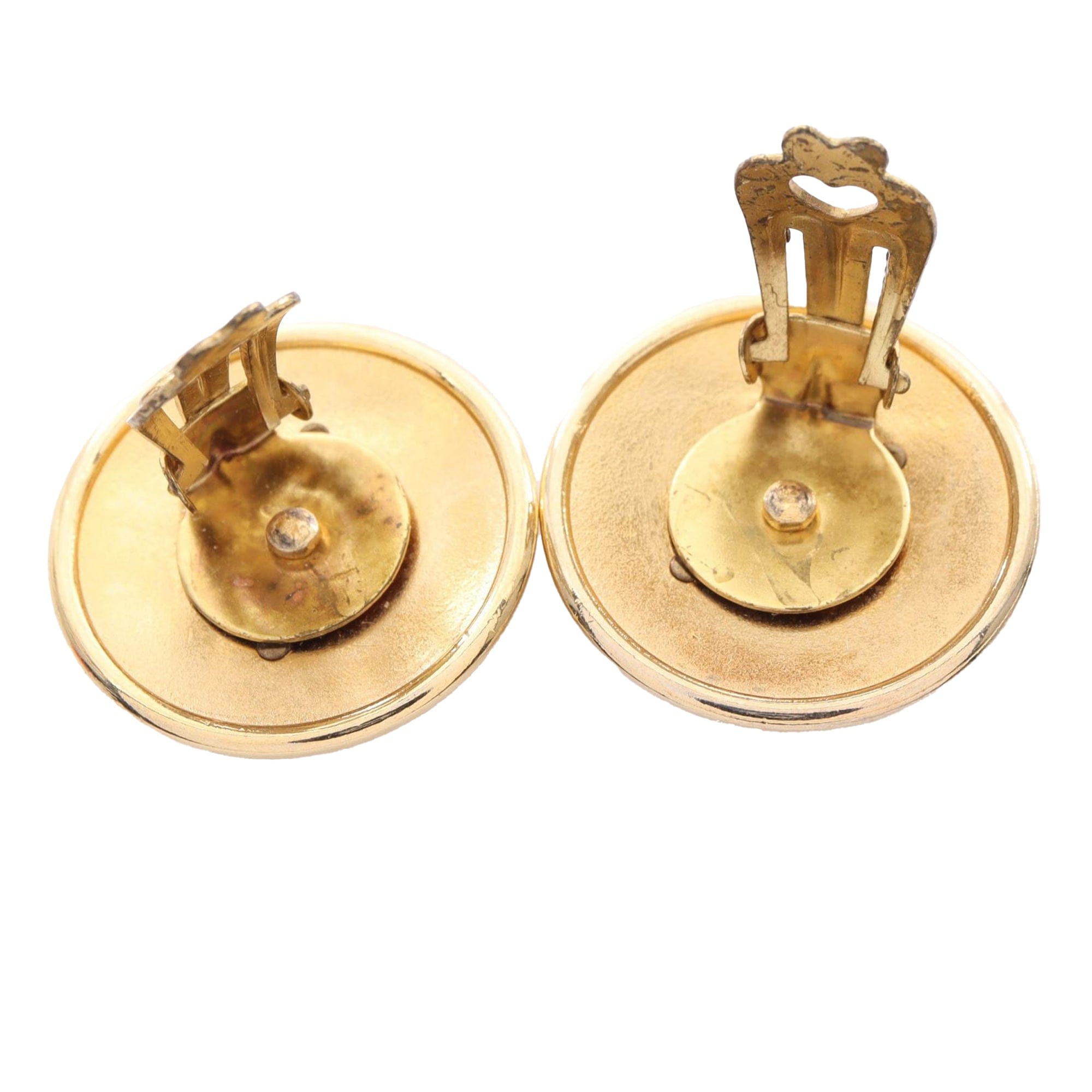 Hermès Gold Plated Horn Sellier Clip On Earrings