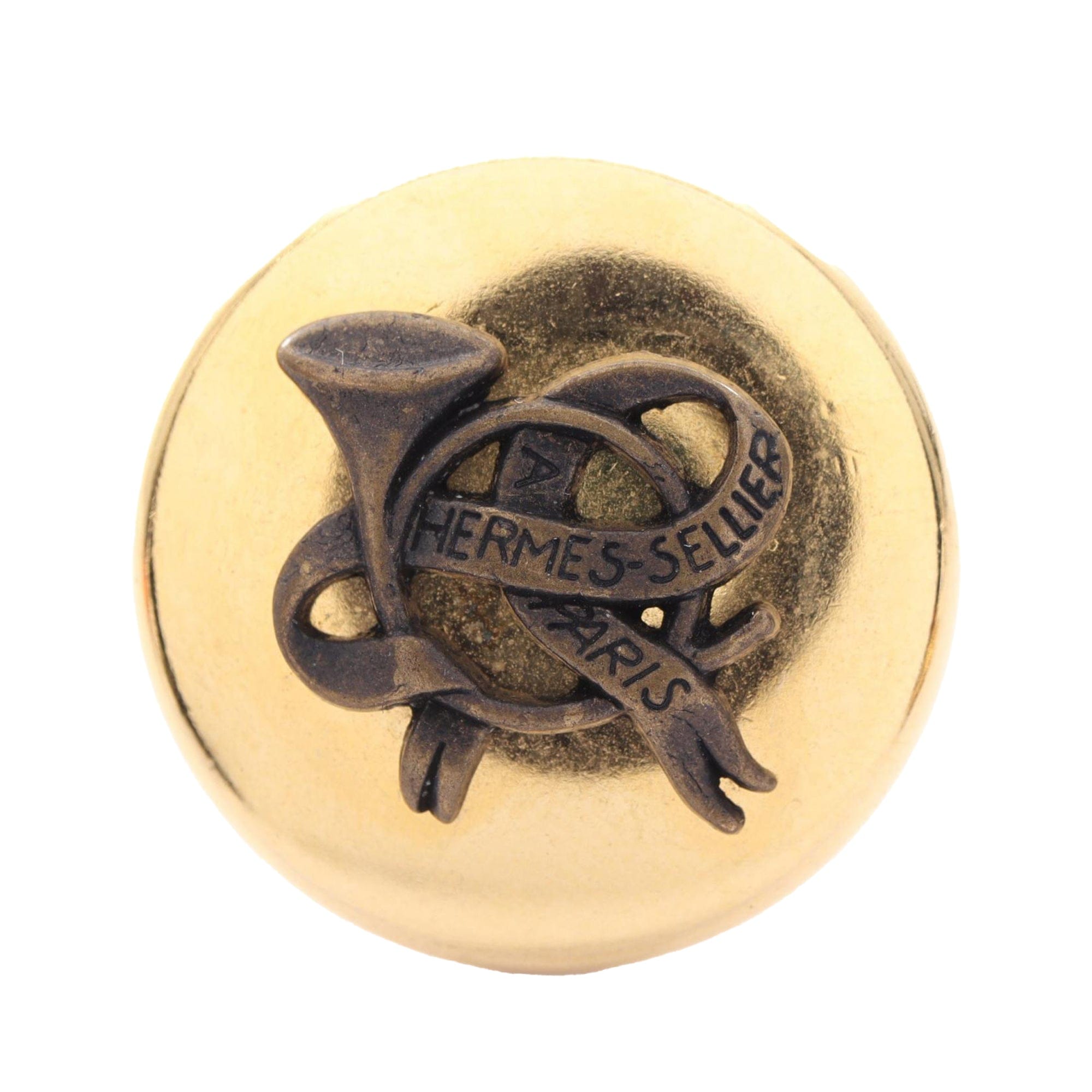 Hermès Gold Plated Horn Sellier Clip On Earrings