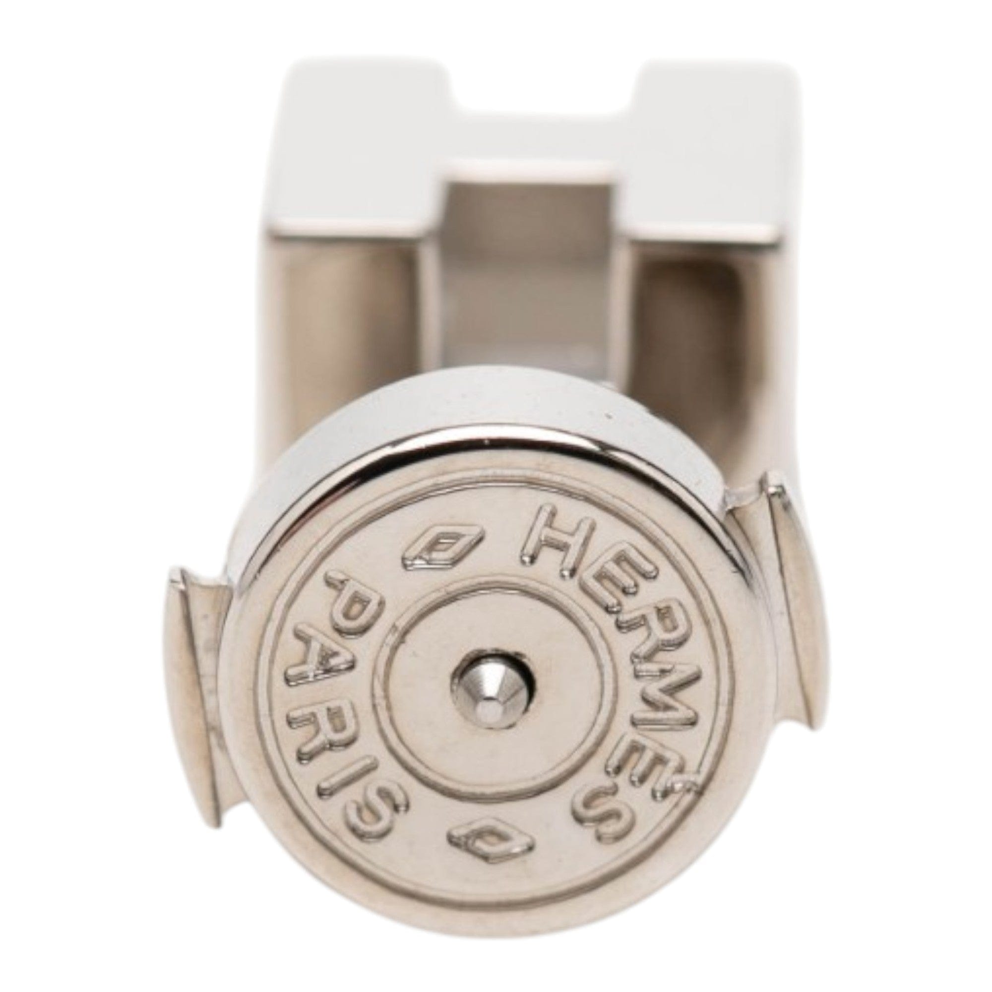 Hermès Palladium Plated Cage dH Cube Push Back Earrings