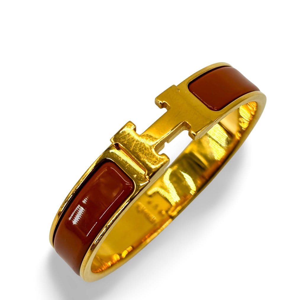 Hermès Clic H Bracelet Gold Marron PM