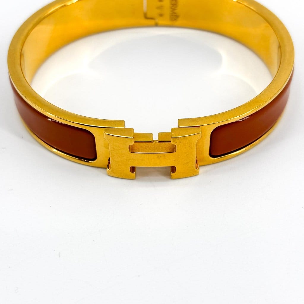 Hermès Clic H Bracelet Gold Marron PM