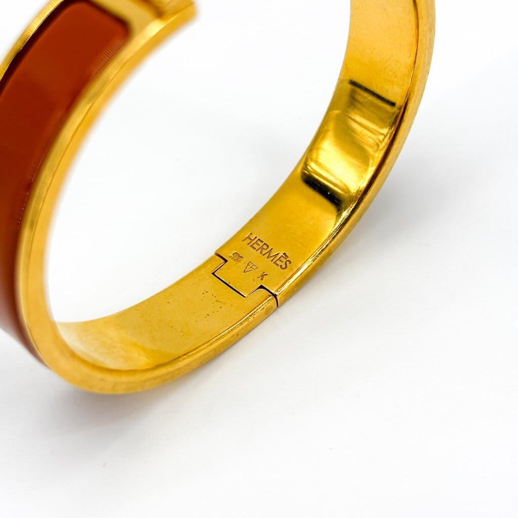 Hermès Clic H Bracelet Gold Marron PM