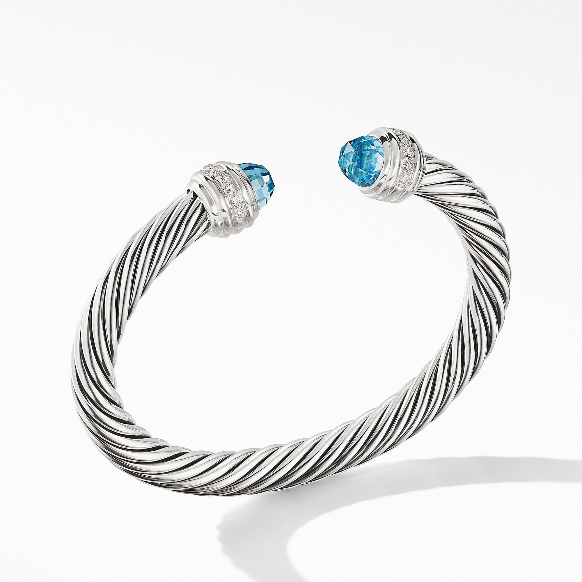 David Yurman Cable Bracelet with Blue Topaz and Diamonds - B14391DSSABTDI