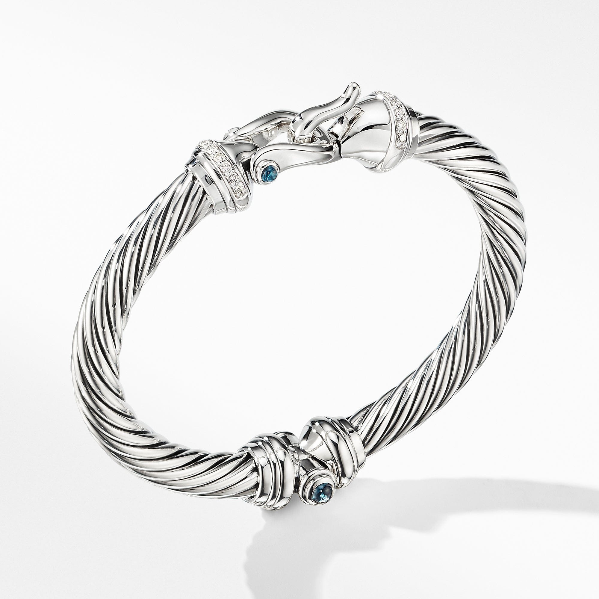 David Yurman Cable Buckle Bracelet with Hampton Blue Topaz and Diamonds - B14634DSSAIBDI