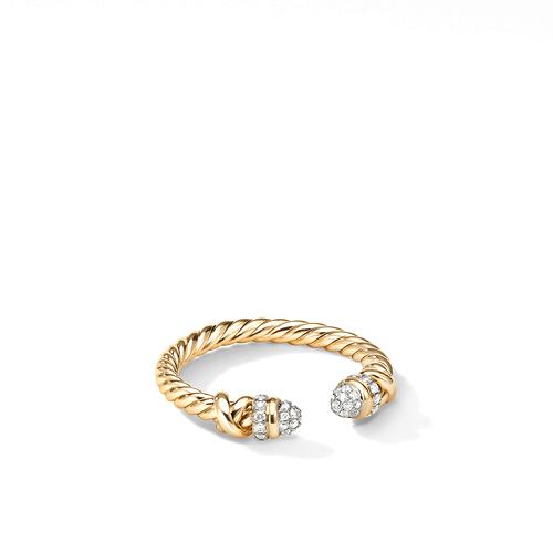 David Yurman Petite Helena Open Ring in 18K Yellow Gold with Pavé Diamonds
