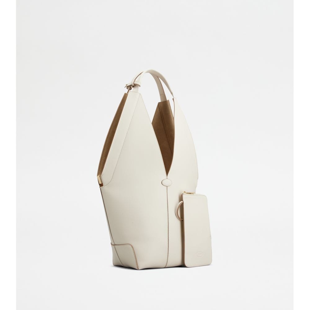Tod's Tods Di Bag Folio Shoulder Bag In Leather Small White