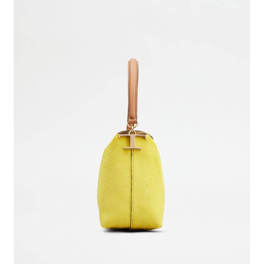 Tod's Tods T Case Shoulder Bag In Pony Effect Leather Small Yellow