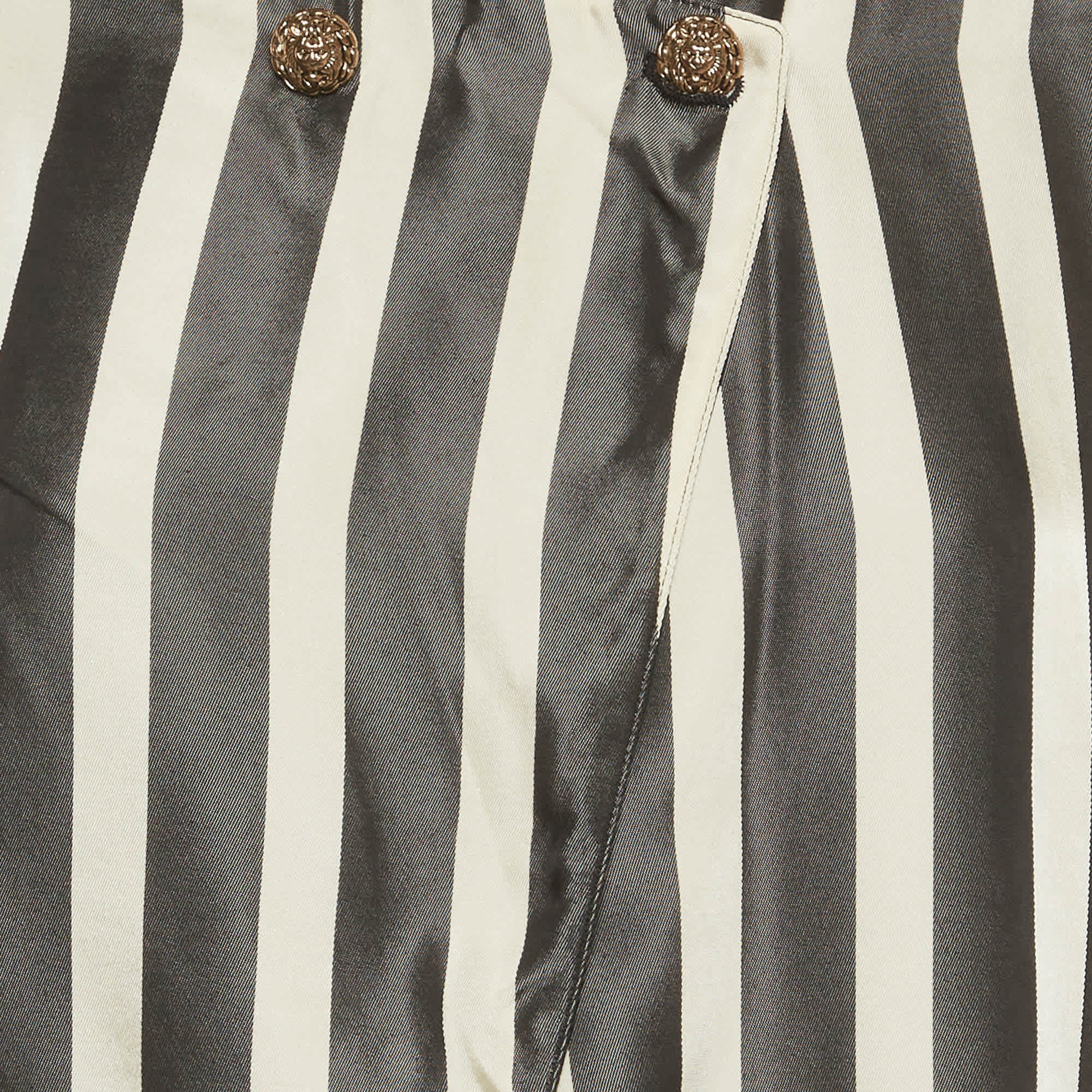 Just Cavalli Black & Cream Striped Crepe Open Front Blazer